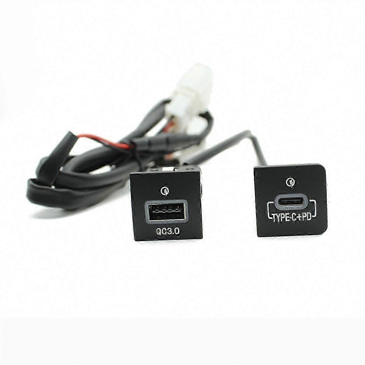 PD QC3.0 Car USB Charger with Outlet Button for Golf 6 MK6 5 2006-2012