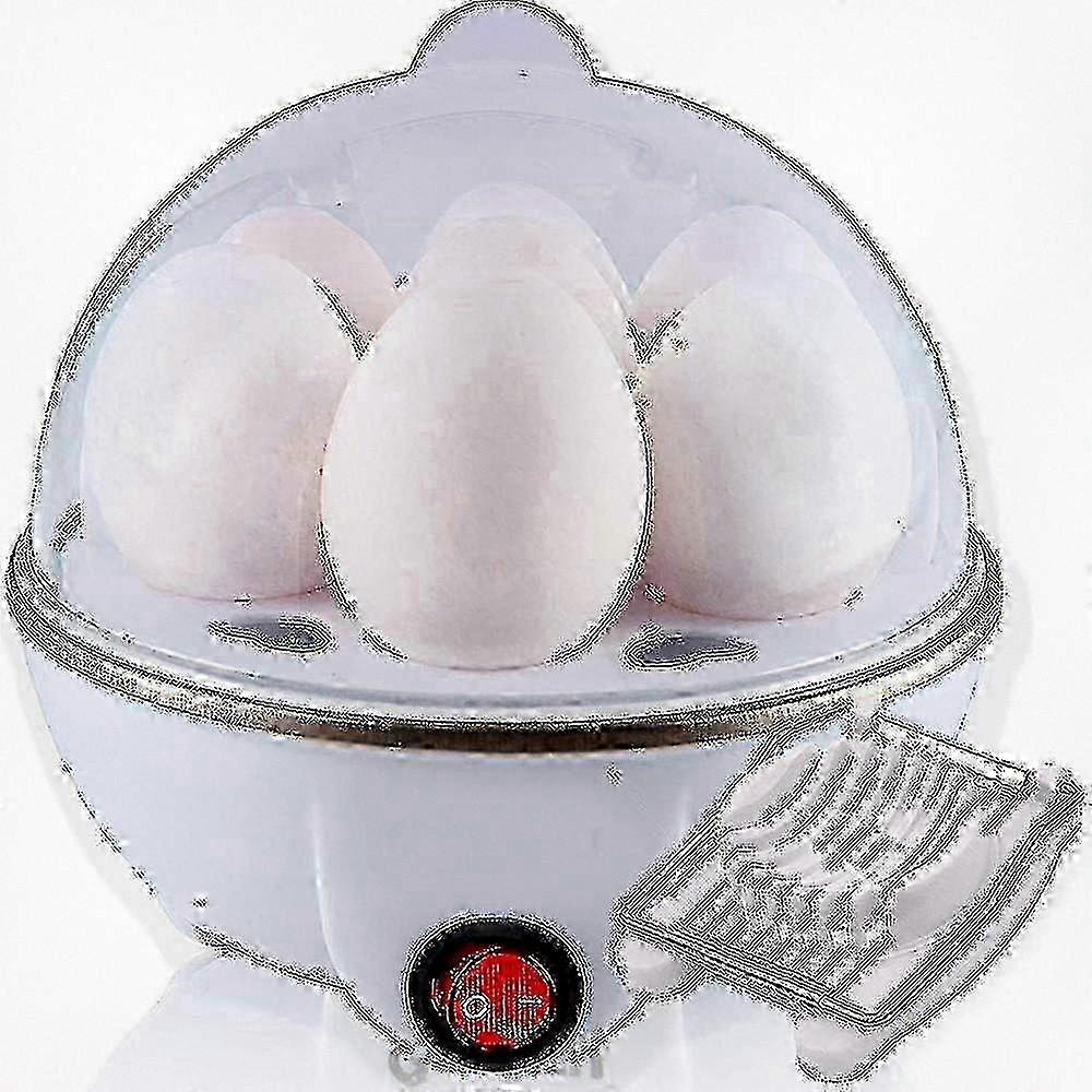 Electric Egg Boiler for Fruugo with Silent Operation, 7 Egg Capacity, Auto Shut-Off, Adjustable Cooking & Slicer for Soft, Medium, Hard Eggs - White