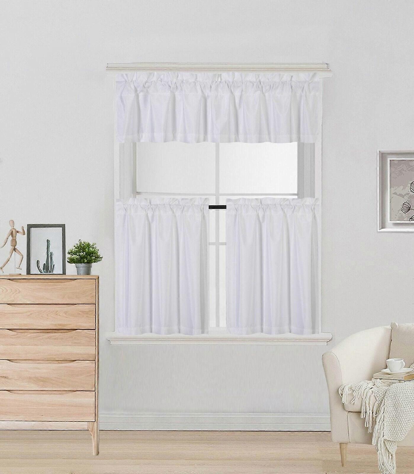 2 panel + 1 valance lined light blocking rod pocket curtain for short window