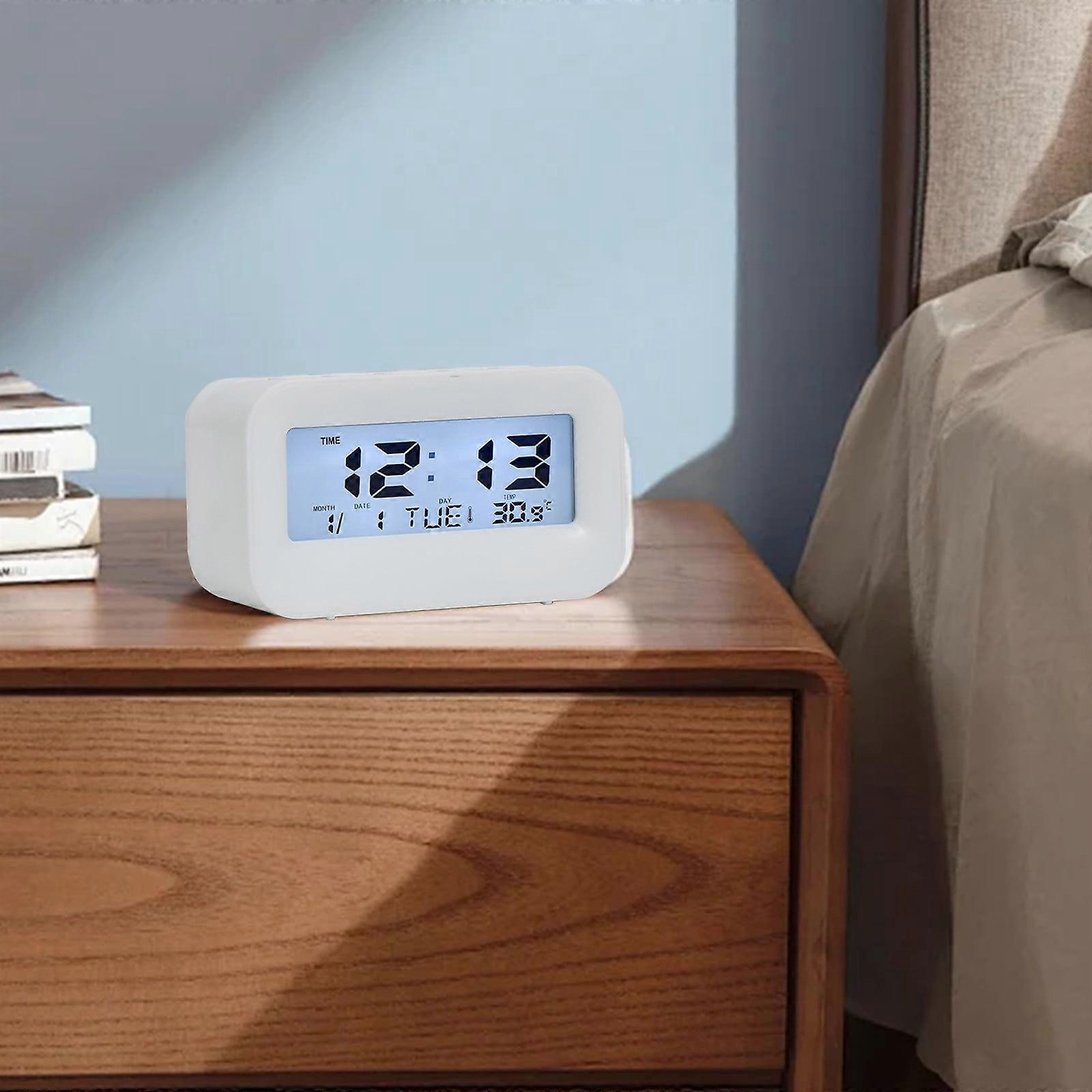 Donemore Upgraded LED Alarm Clock with Calendar, Portable Brightness Display, White Backlight, Snooze Function, Compatible with All Ages – Bedside