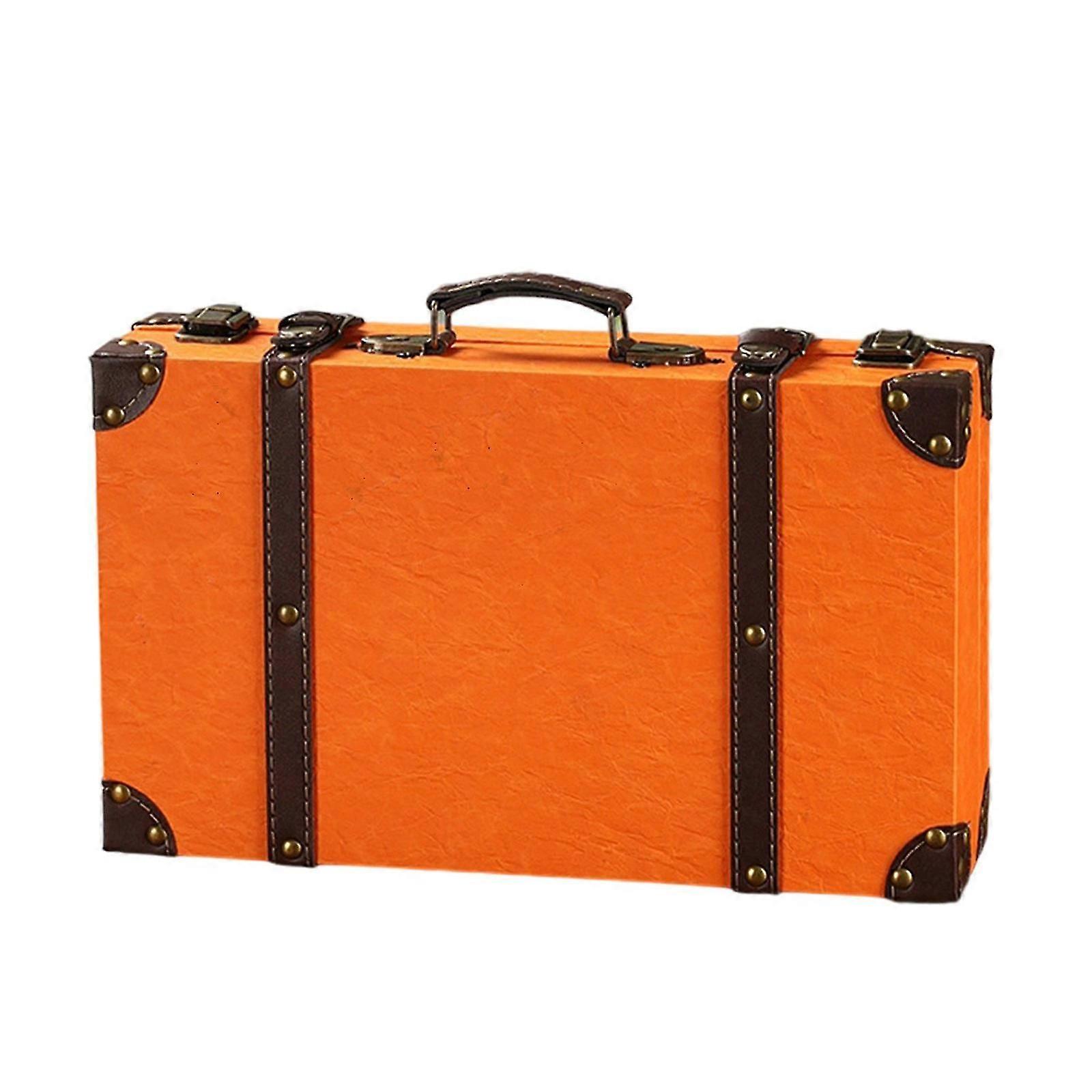 Decorative Storage Trunk Combining Wood Structure And Vintage Leather Design Portable Leather Storage Suitcase Myi