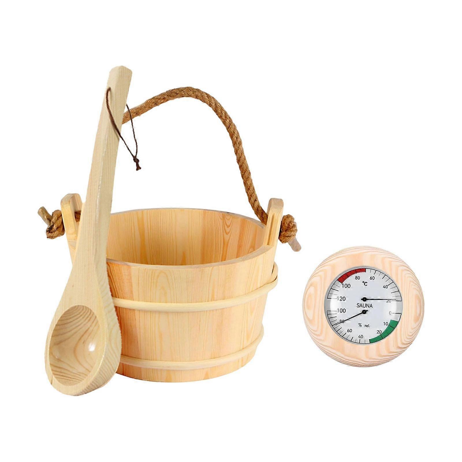 Sauna Bucket and Ladle Sturdy with Handle Multipurpose Sauna Accessories Kit