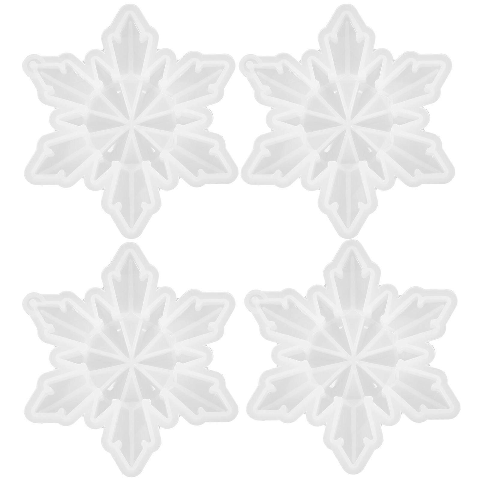4pcs Snowflake Shaped Mold Diy Epoxy Mold Decorative Snowflake Shaped Silicone Casting Mold