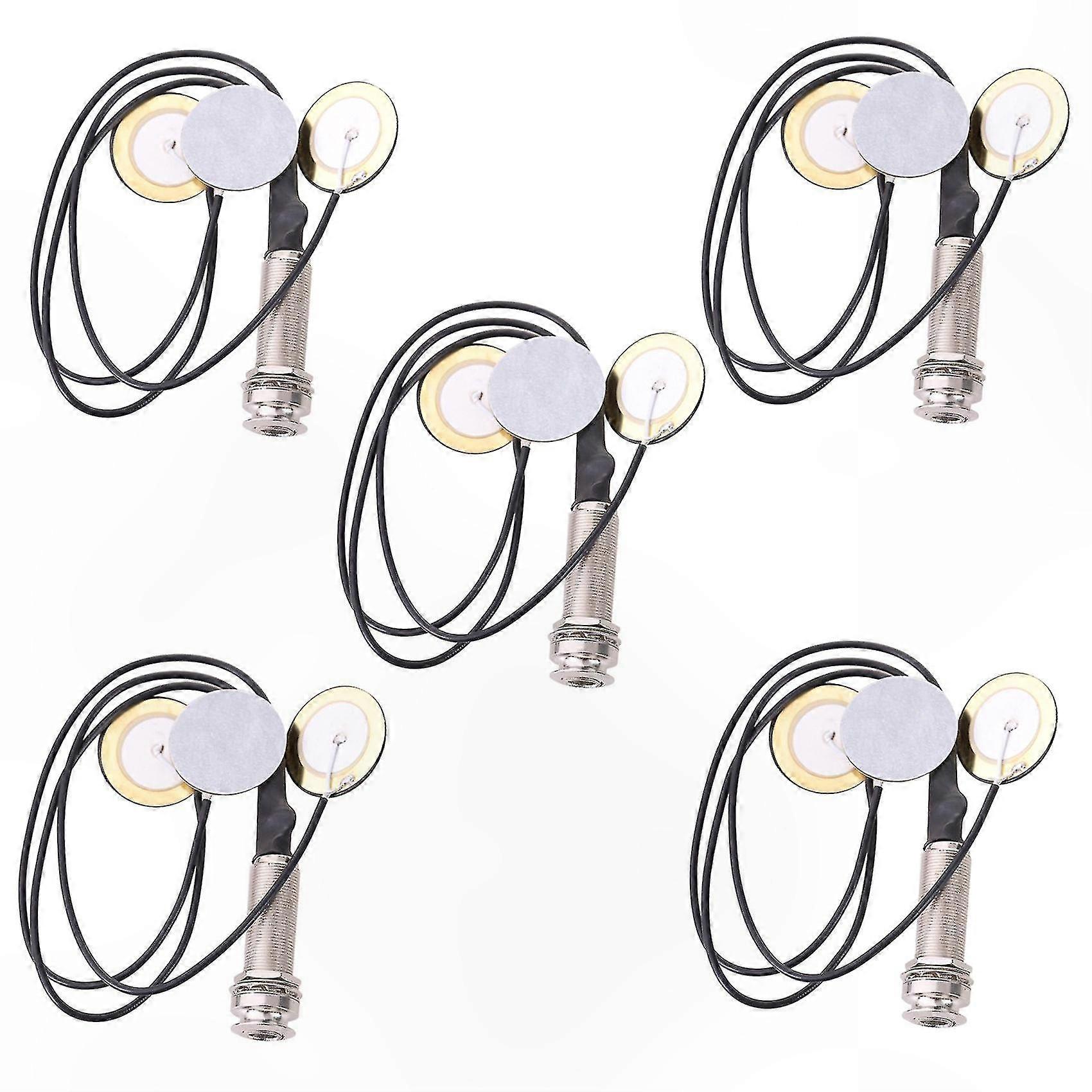 5x Piezo Contact Microphone 3 Transducer Pickups With End Pin Jack For Kalimba