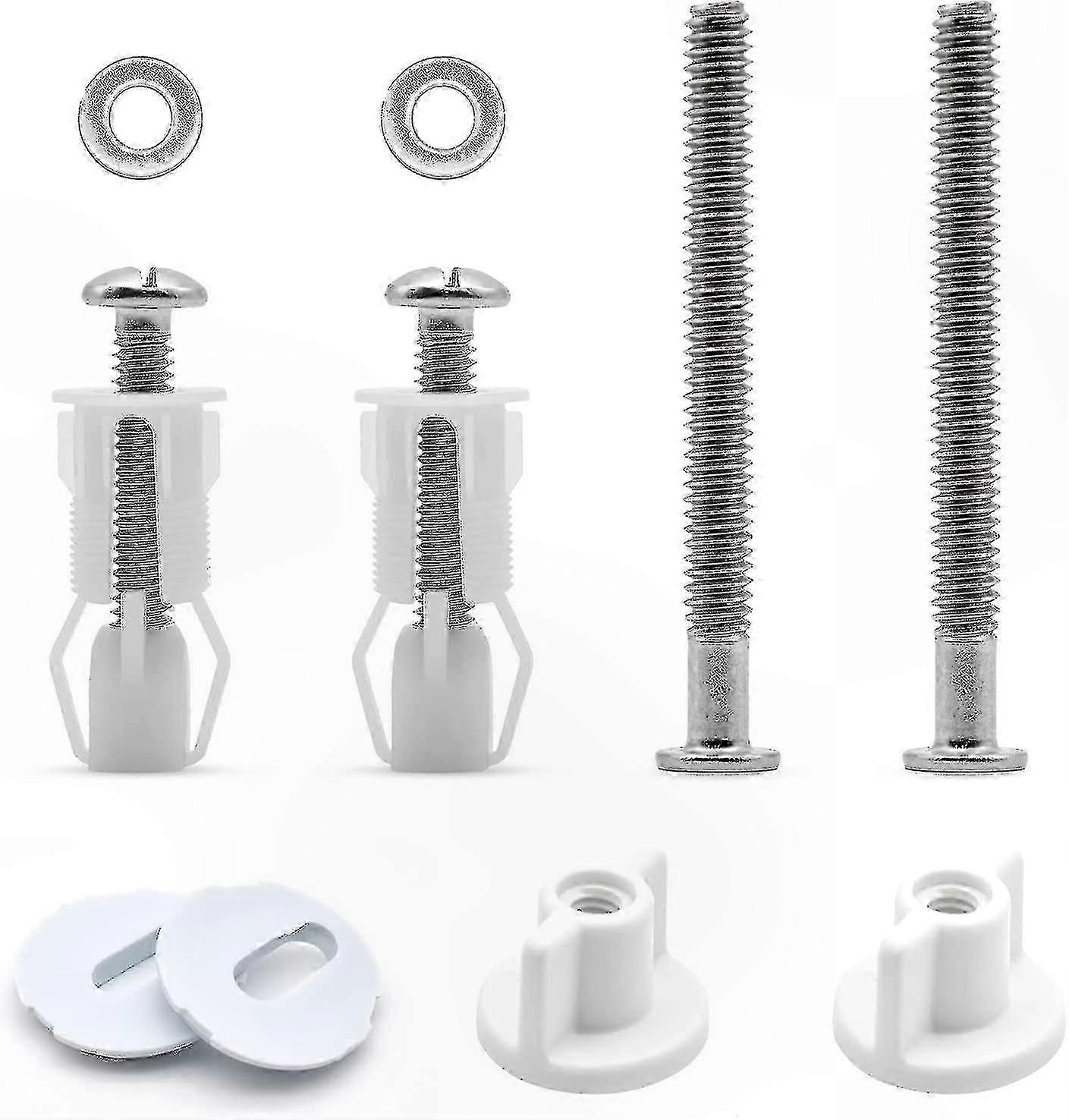 Universal Toilet Seat Fixing Kit with Screws, Bolts, Nuts, and Rubber Top Components for Secure Installation