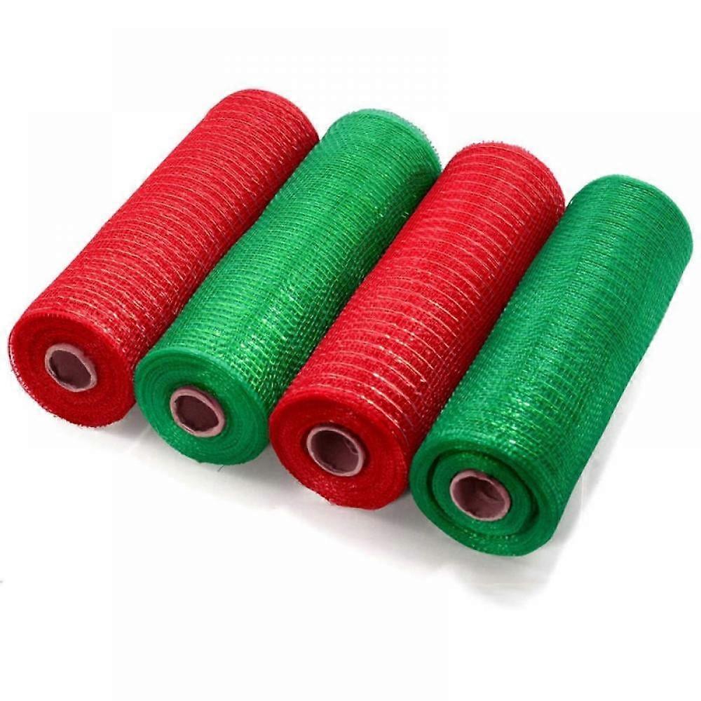 4 Pieces Easter Poly Mesh Ribbon Decorative Metal Autumn Mesh Foil Mesh Rolls For Diy Easter Projects Garland Party Decor Wrapping Craft