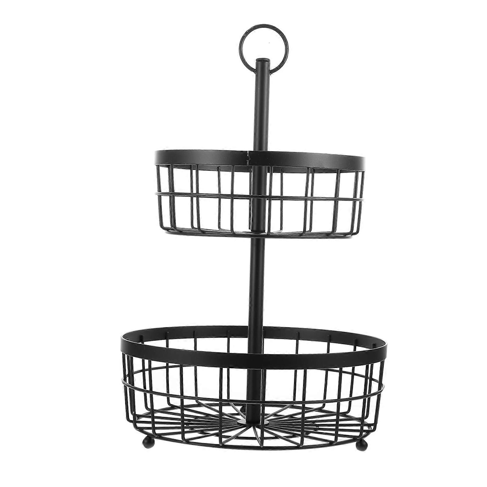 Fruit Basket 2Tier Iron Wire Basket Metal Fruit Storage Rack Kitchen Countertop