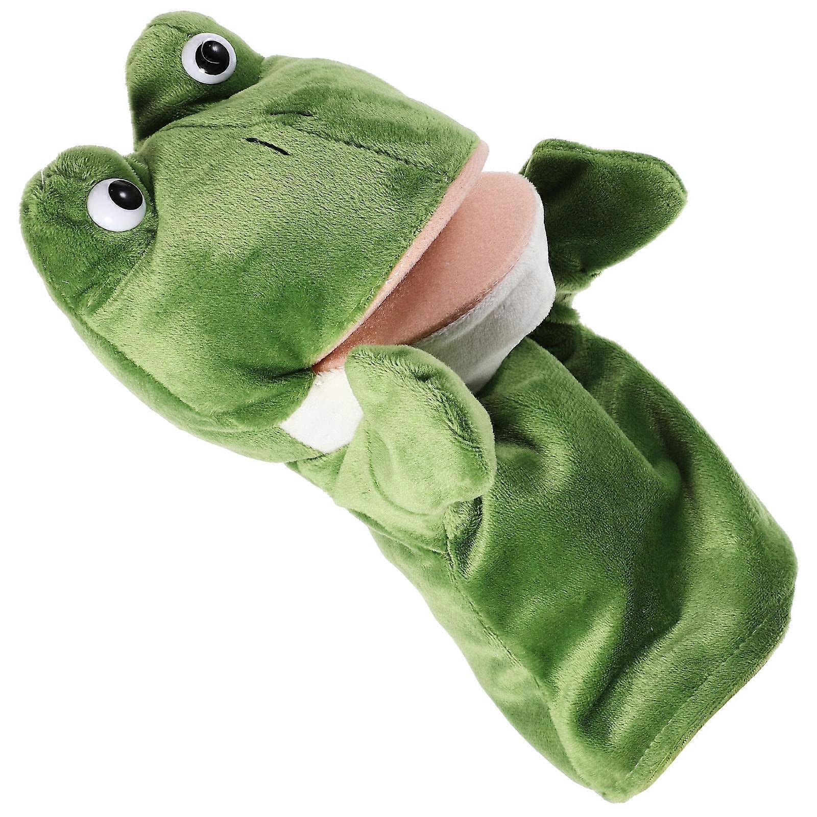 Small Hand Puppet Frog Shape Plush Toy For Kids Creative Storytelling Learning 1Pcs
