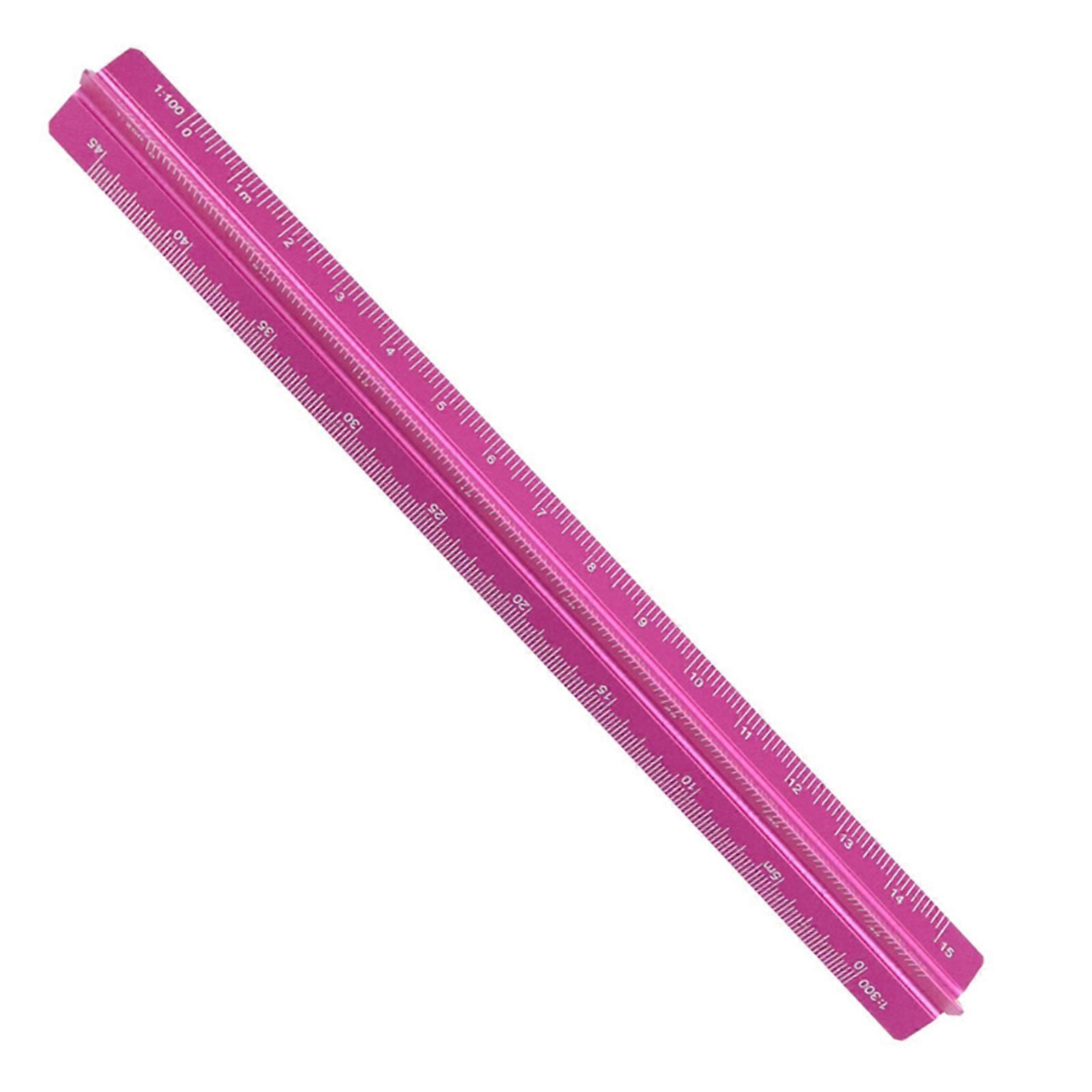 Measuring Ruler Triangular Scale Tool 15cm/30cm With Precise Engraved Gradations In Three Stylish Color  Rose red