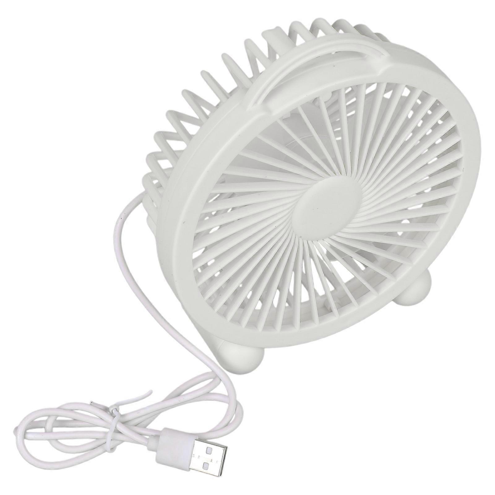 Mini Desktop USB Fan With Ergonomic Handle High Wind Circulation For Indoor and Outdoor Use  White