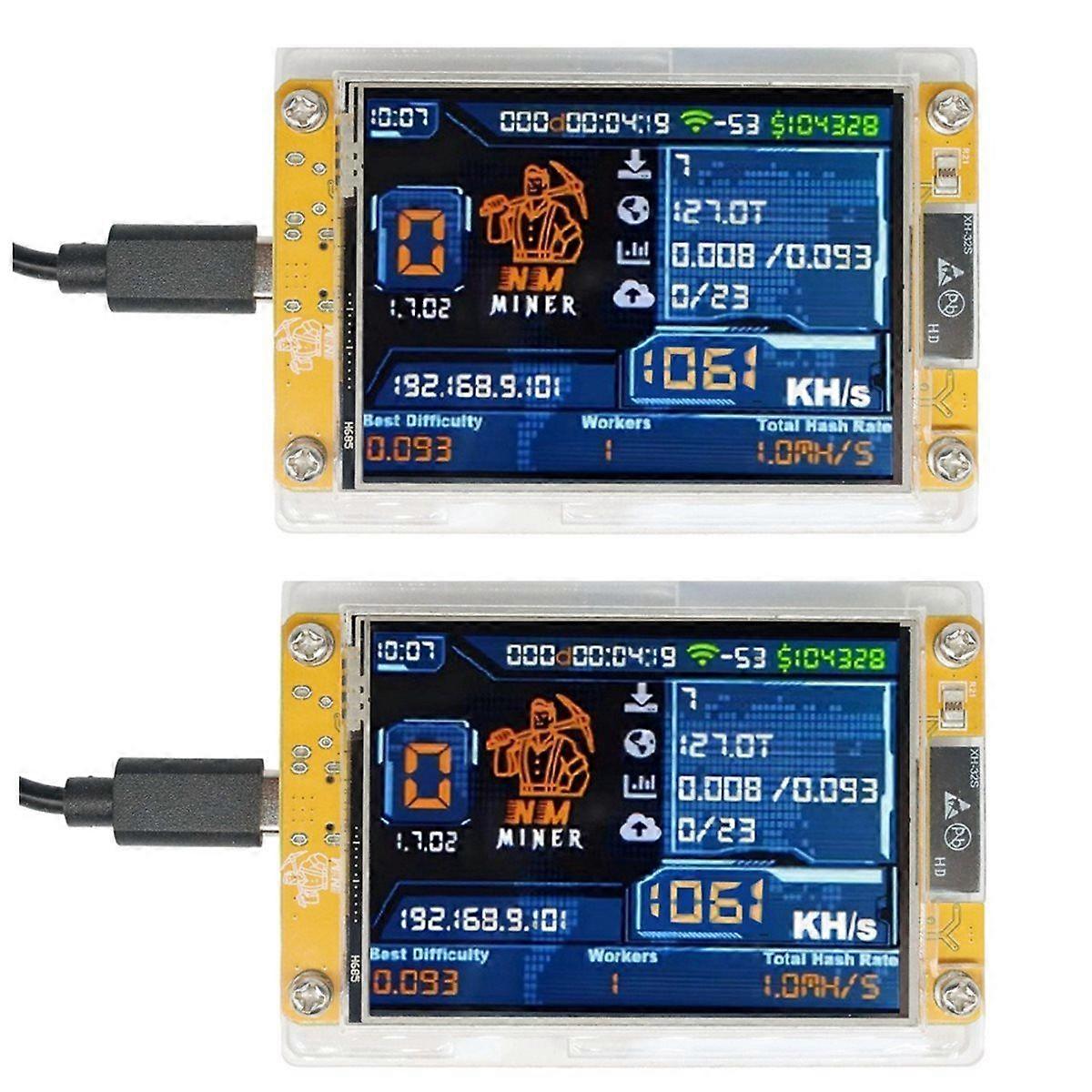 2PCS 1060KH/S NMMiner NerdMiner Upgraded Harshrate 2.8 Inch Smart Display Bitcoin Crypto Solo Lotte