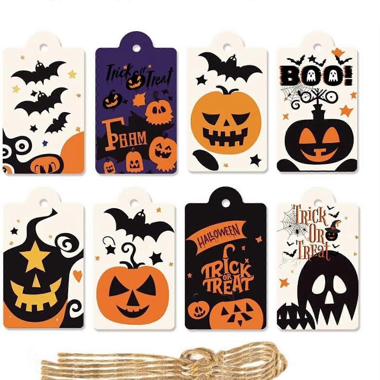 Pack of 80 Festival Hanging Labels With Pre Punched Hole and Hanging String for Candy Cookie Goodie Bag Packaging Multicolor