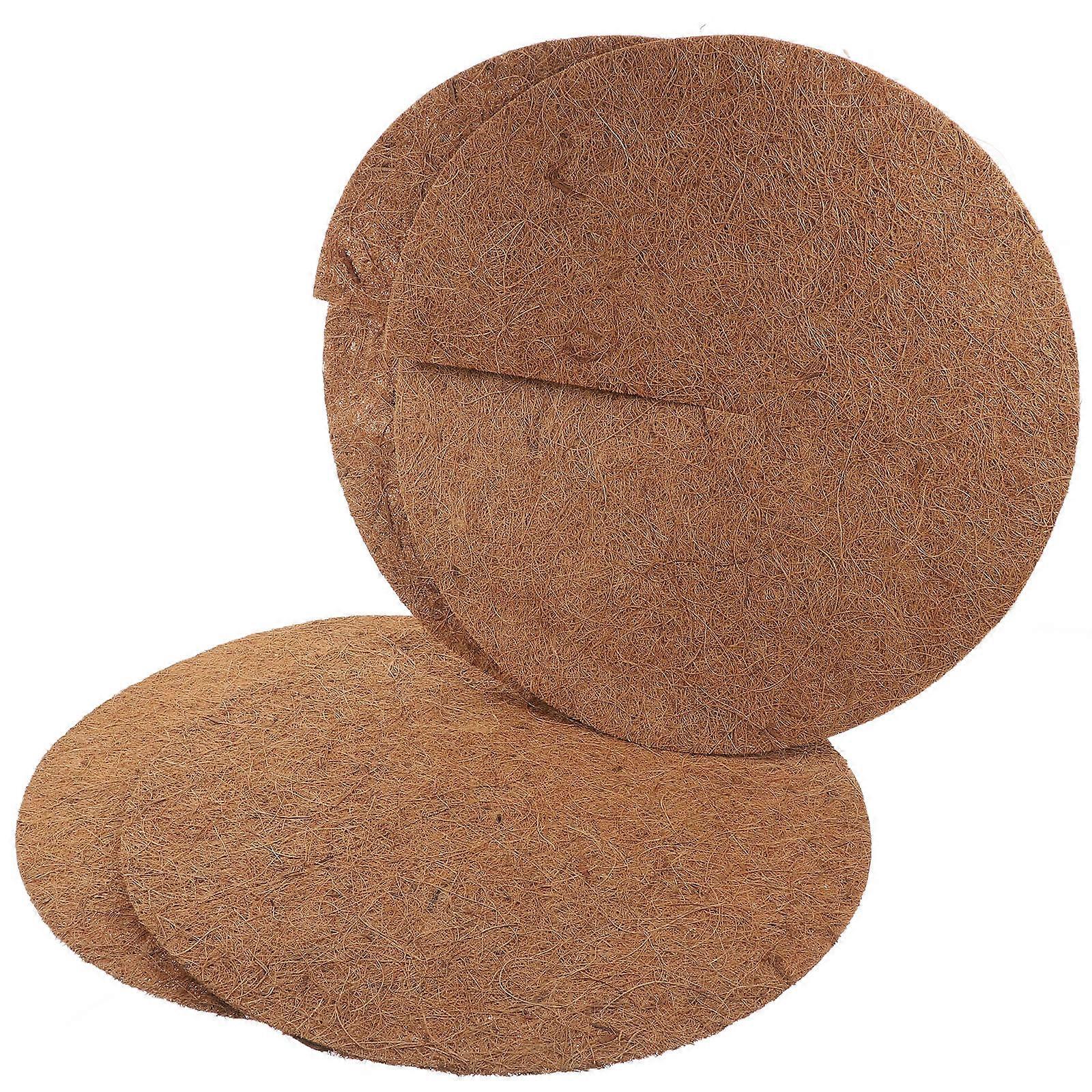 Light Brown Coconut Fiber Mulch Ring for Plants Tree Root Cover 4Pcs Set