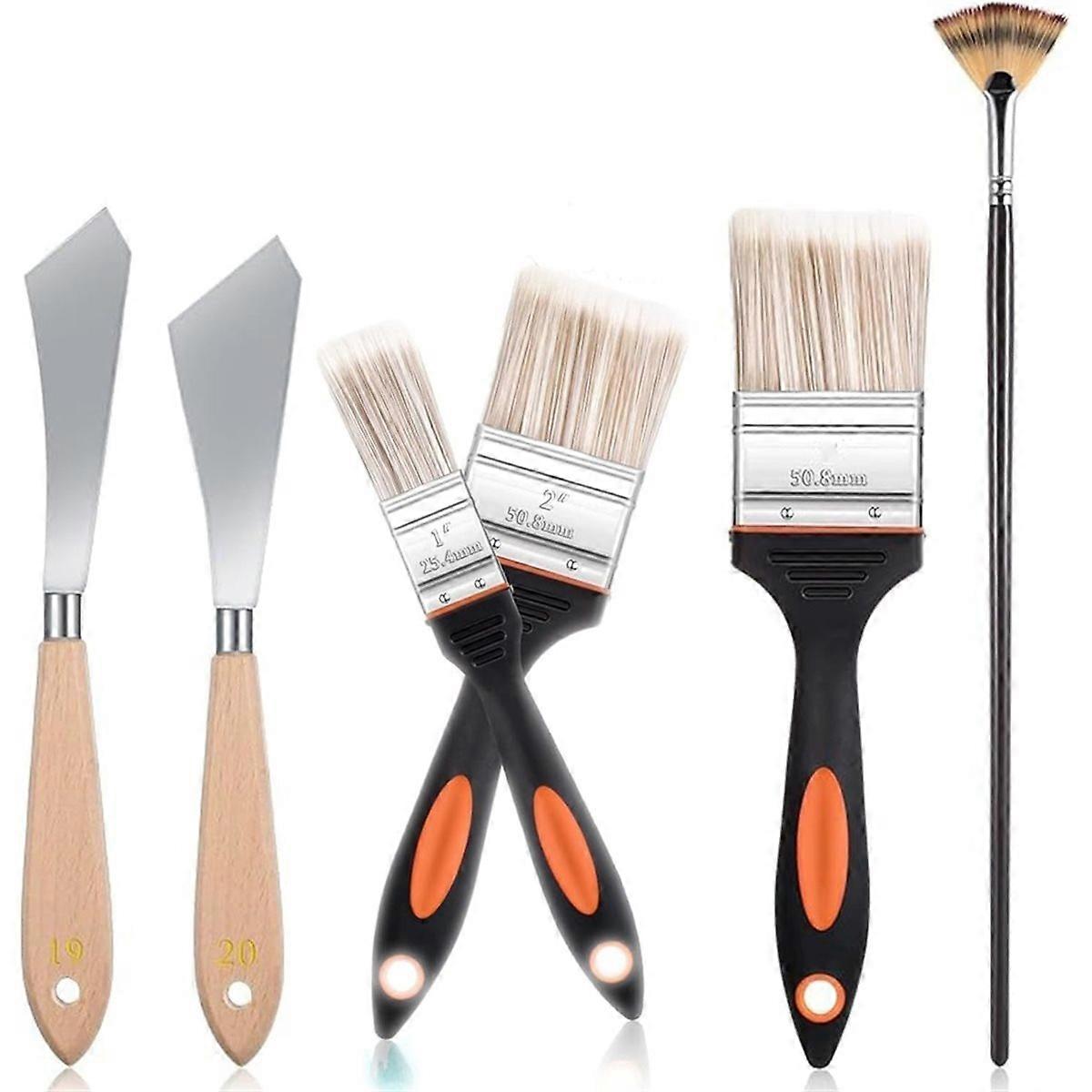 6 PCS Painting Set Background Blender Brush and Fan Blender Artist Brush for Painting Window Frames,