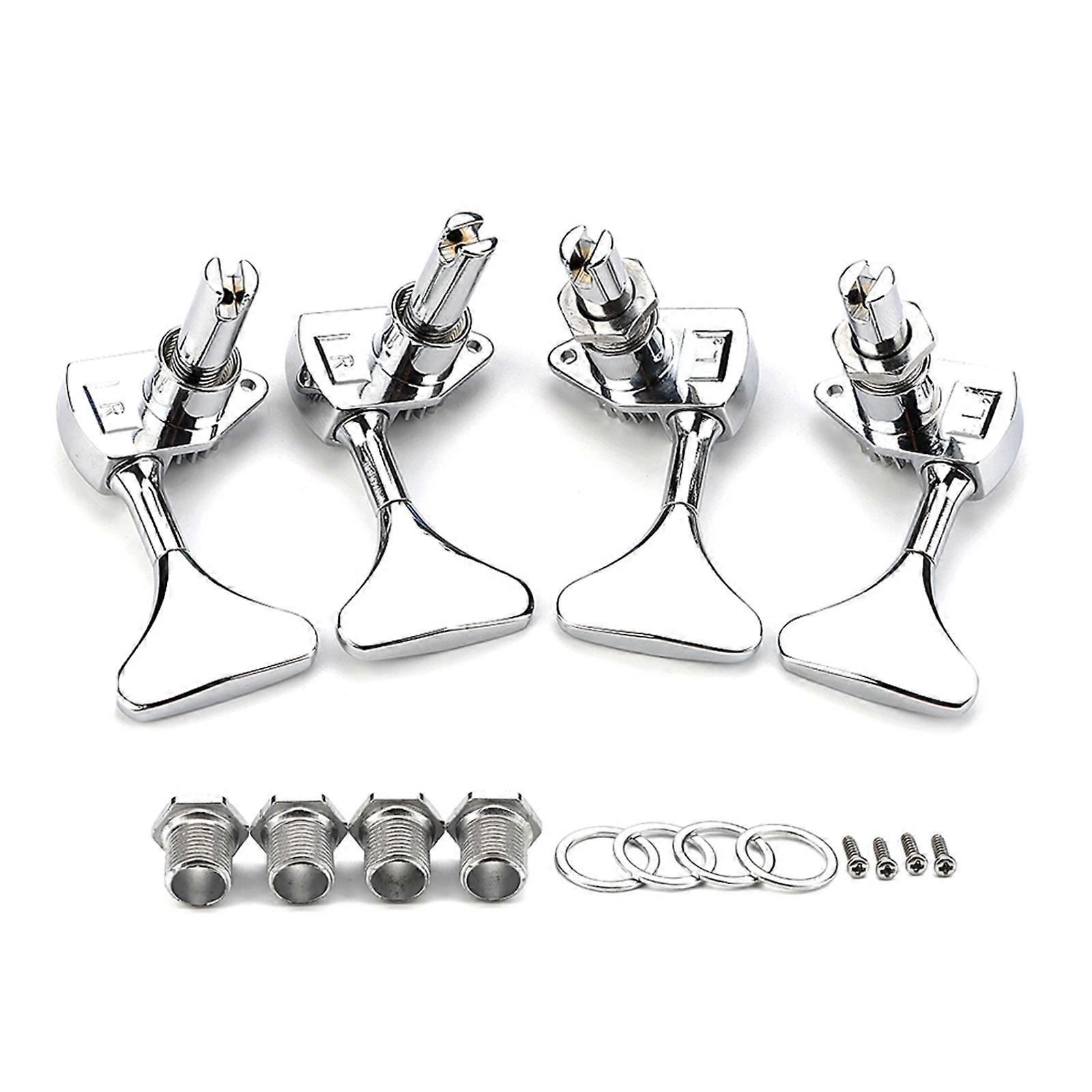 Electric Bass Tuner Peg Guitar Open Gear Tuning Pegs Machine Head Metal String Tuner 4 String Bass Machine Head Knobs  Silver