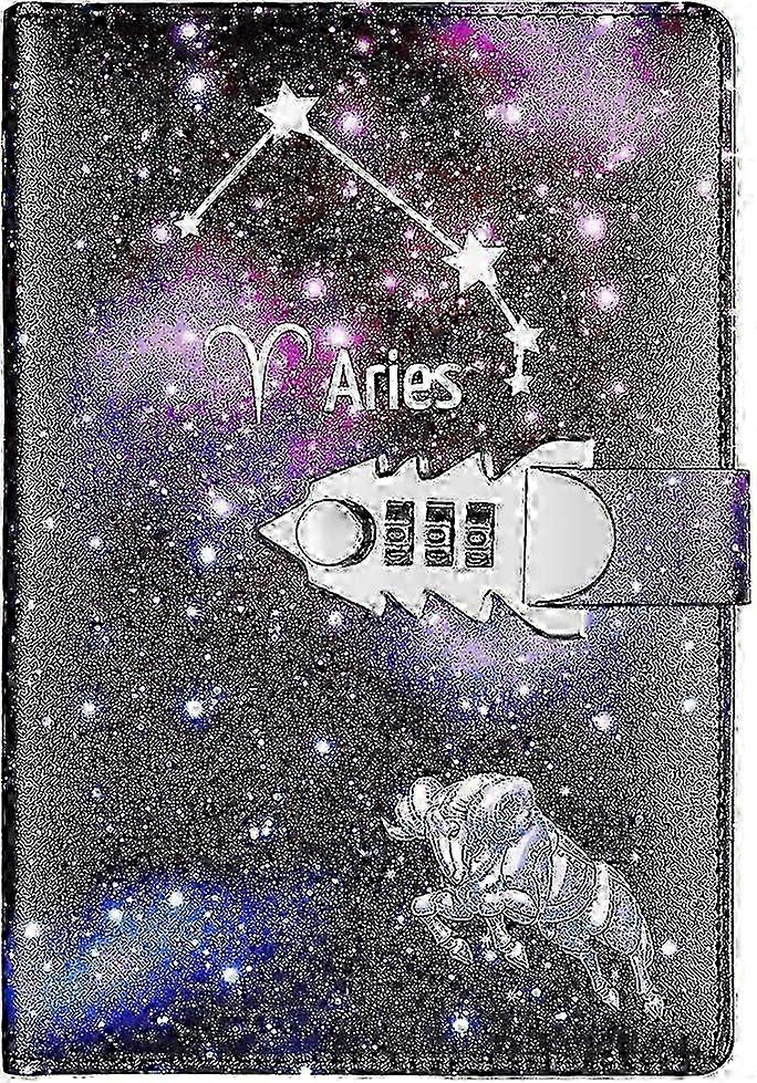 2025 New Combination Lock Journal with Constellation Design, A5 Starry Sky Themed Writing Diary, Leather Notebook Suitable for Various