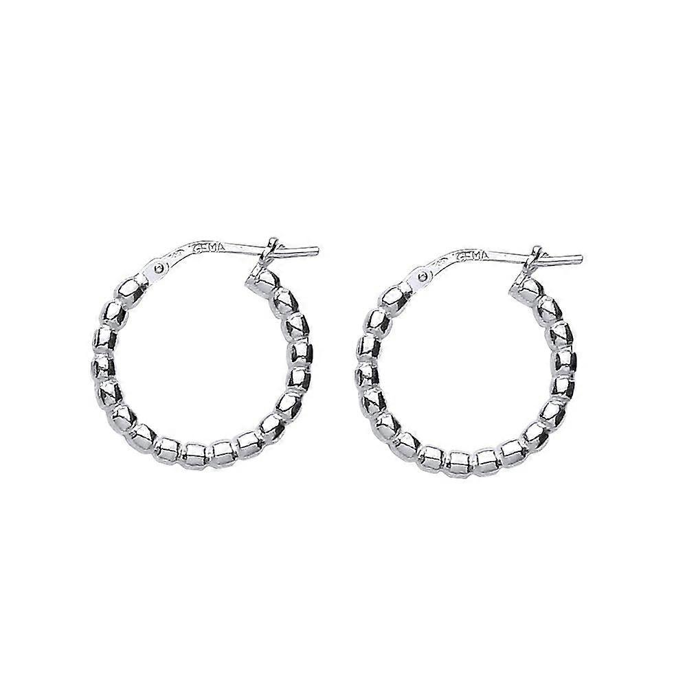 Jewelco London 女士纯银珠圈耳环 18 毫米 2 毫米
