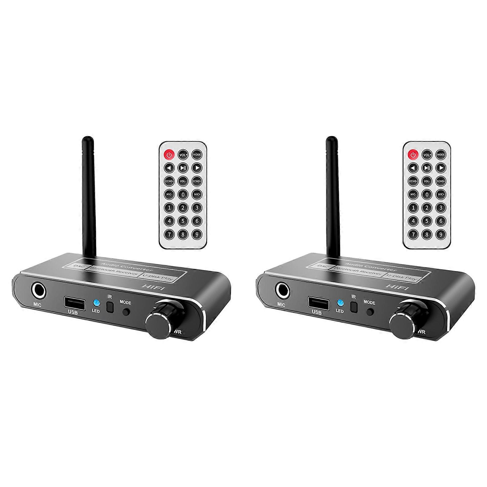 2X bezdrôtový HIFI DAC prevodník Bluetooth 5.2 prijímač audio koaxiálny na R/L 3,5 mm Aux adaptér s U diskom Play mikrofónom