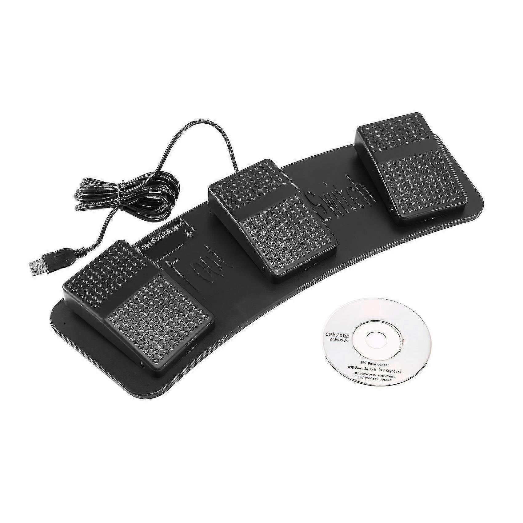 Plastic Triple Foot Switch Pedal for Fs3-p - USB Control for Keyboard, Mouse & PC Games