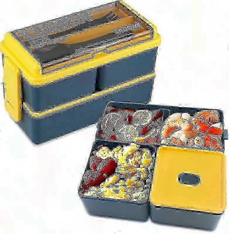 Bento Box for Adults 3-in-1 Stackable luncheon Containers with Compartments