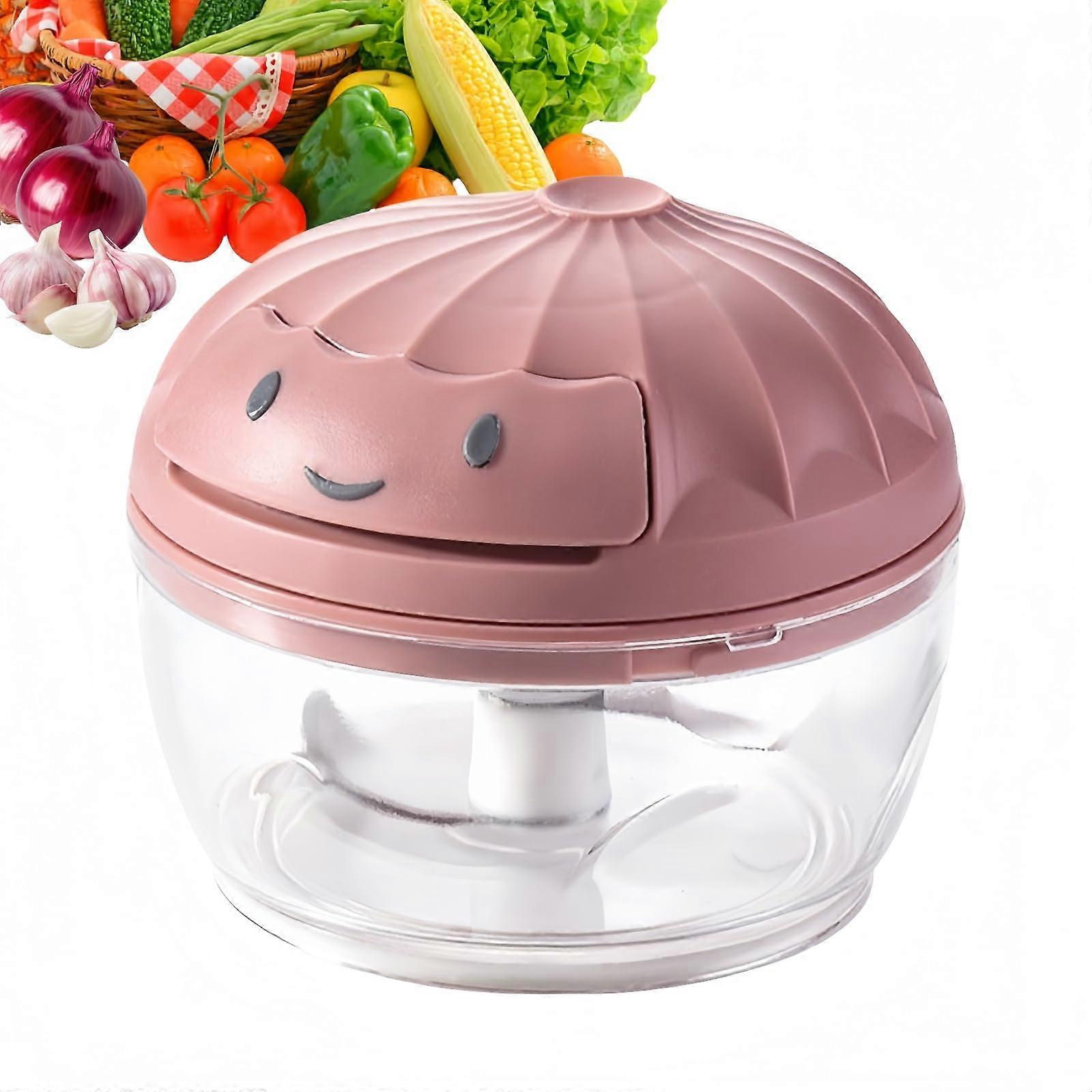 Manual Vegetable Chopper 160ml Pink Hand Pull Food Processor for Garlic Onion Nuts BPA