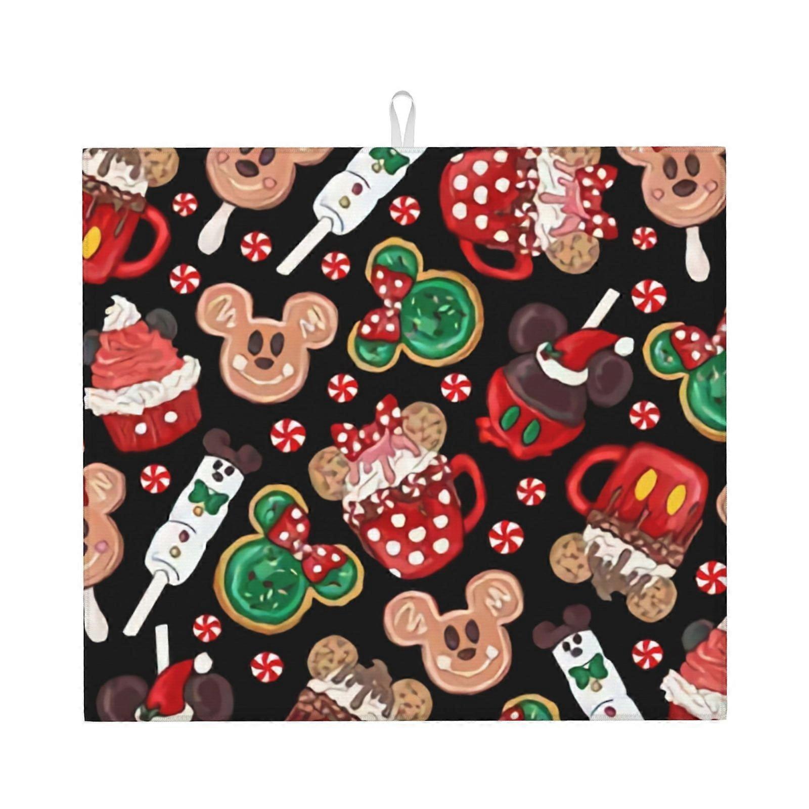 Mickey Mouse Dish Drying Mat For Kitchen Counter, Microfiber Dish Mat, Fast Absorbent Draining Pad