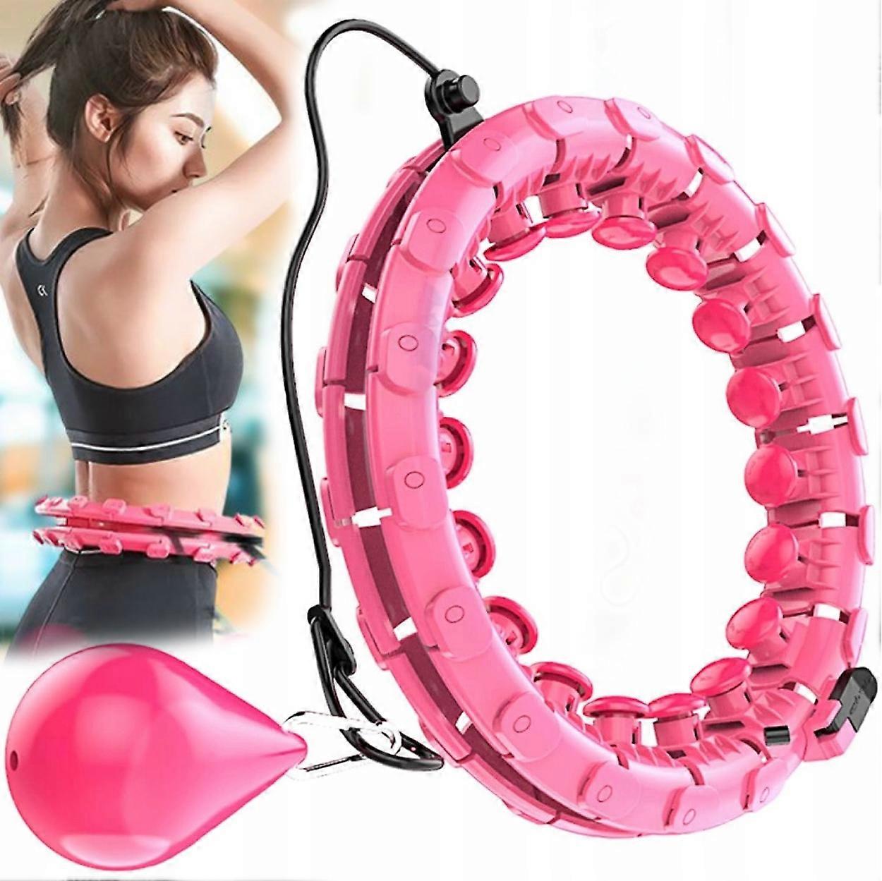 SpinSlim Weighted Massage Hula Hoop with Adjustable Size - Pink