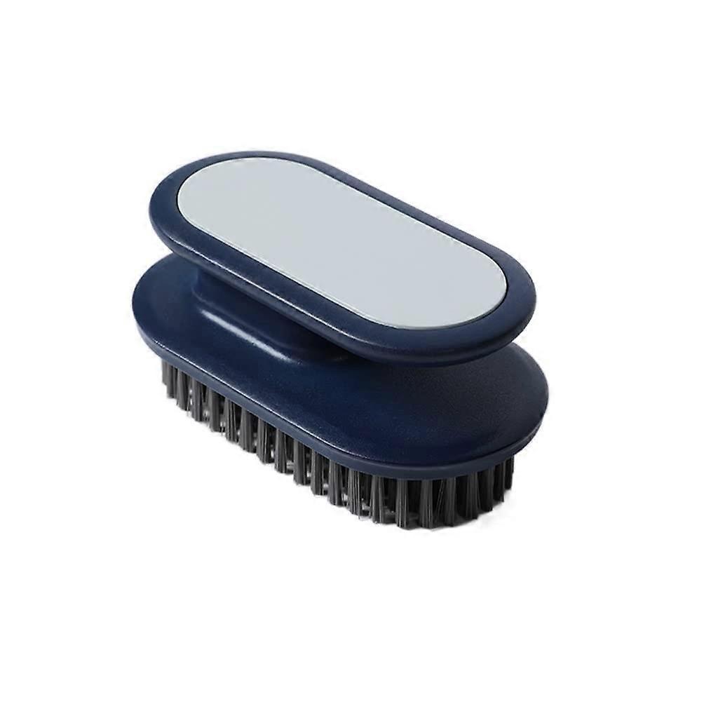 Laundry Brush with Soft Wool Bristles for Clothes and Shoe Cleaning, Plastic Handle, Blue
