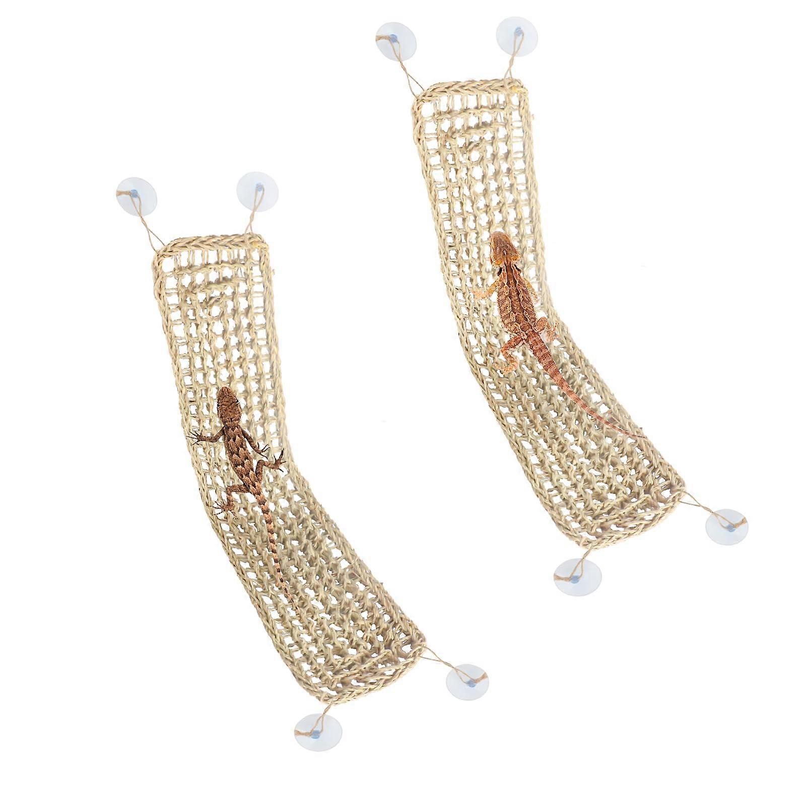 Bearded Dragon Hammock 2 Pack – Durable Seagrass Reptile Tank Accessories with Adjustable Climbing Layout