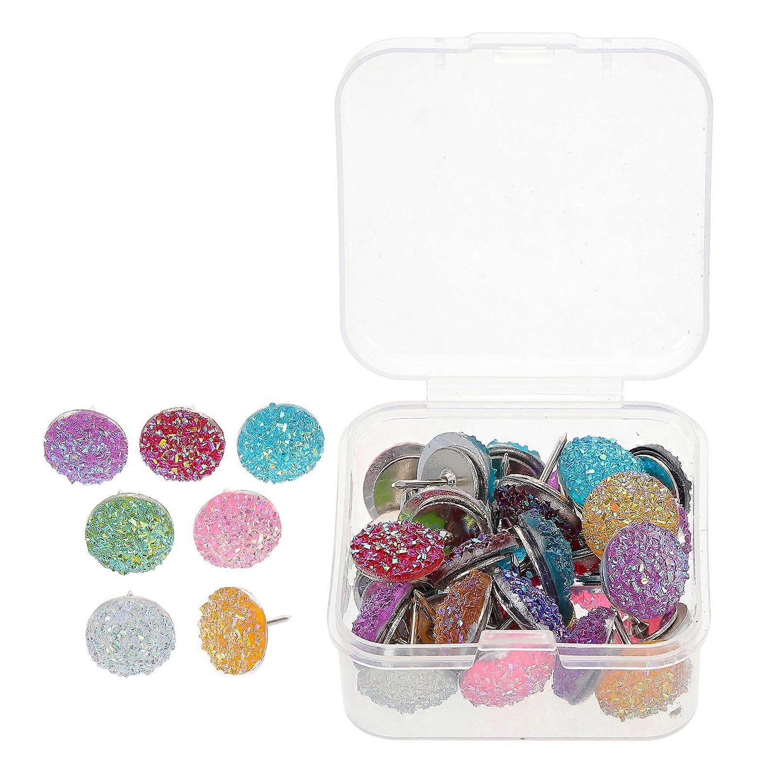 Diamond Decorative Thumbtacks for Cork Board 30Pcs Multi Resin Metal Material