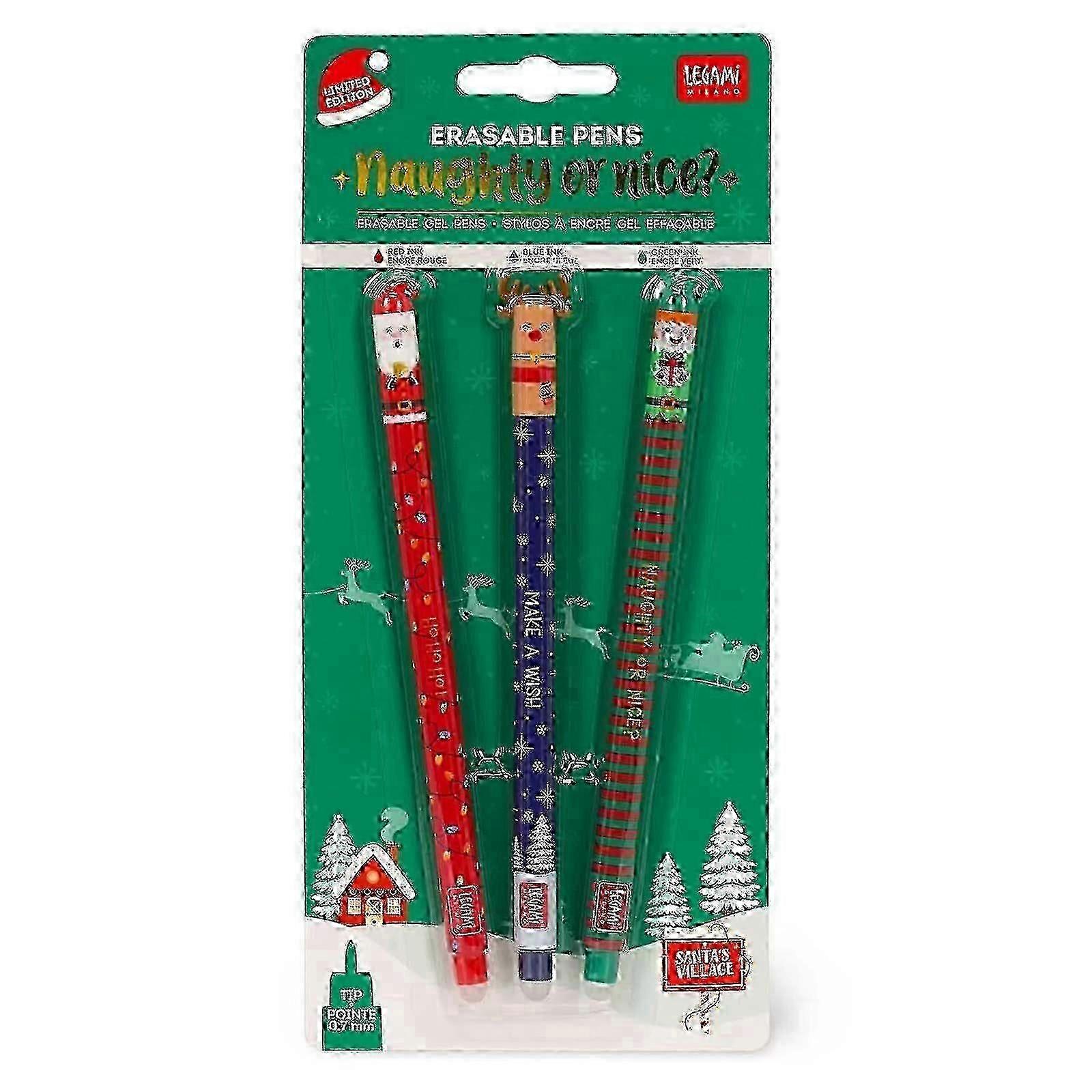 25-26 Legami julpennor, raderbara, 3-pack