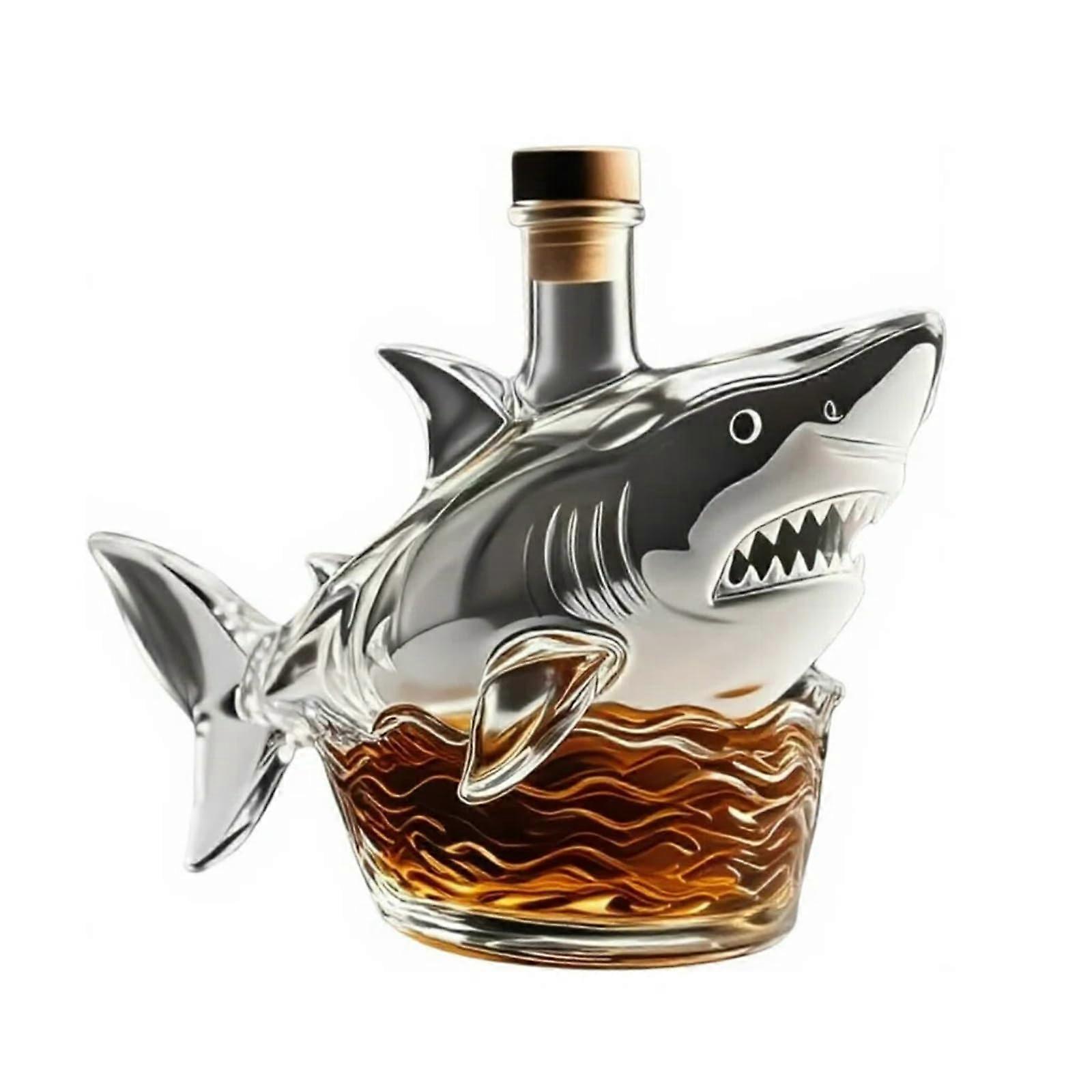 Shark Wine Bottle Glass Liquor Decanter with ThreeDimensional Design for Home Bar Display