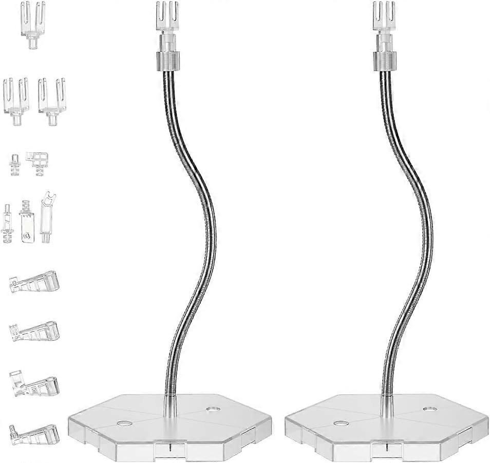 2 Sets Adjustable Snake Bones Action Figure Stand Clear Assembly Action Figures Display Holder with Base Plastic Model Support Stands Miniature Model 