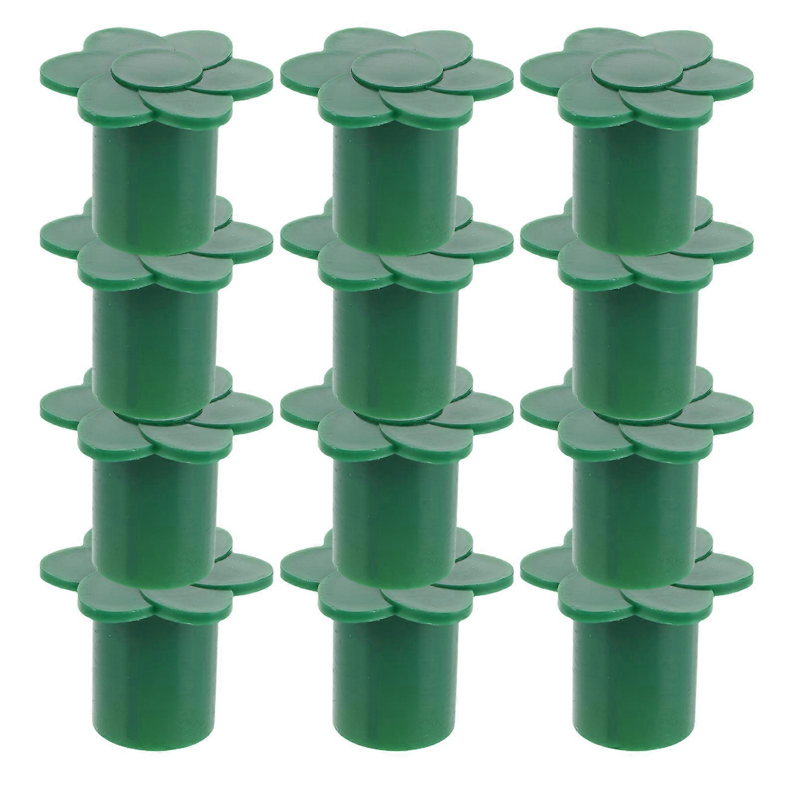 Garden Cane Bamboo Pole Protective Caps 12Pcs Plastic Green Covers