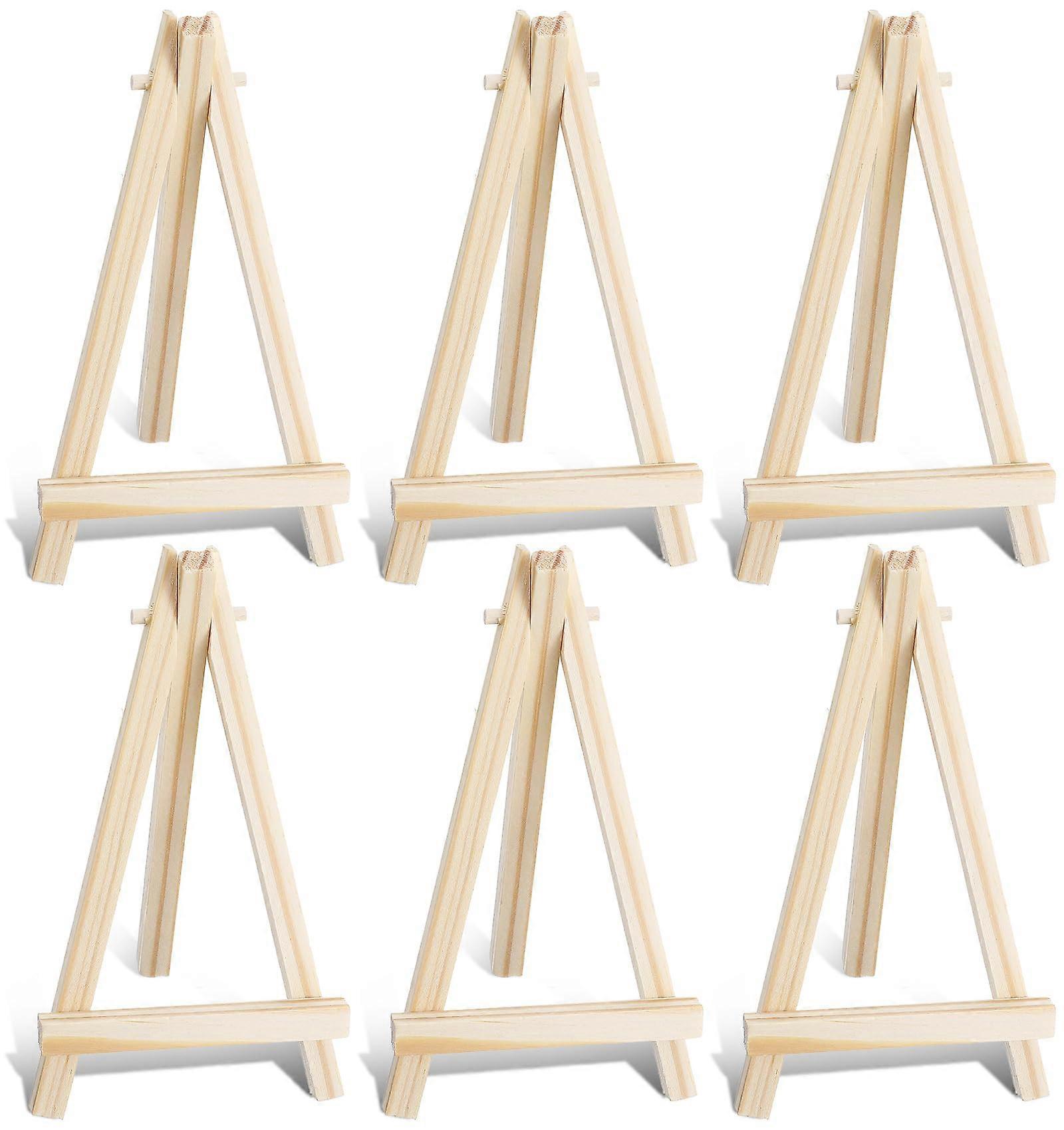 6 Pcs Mini Wooden Easel Set, Stable ThreeLeg Display Stand for Wedding Cards, Photos and Crafts