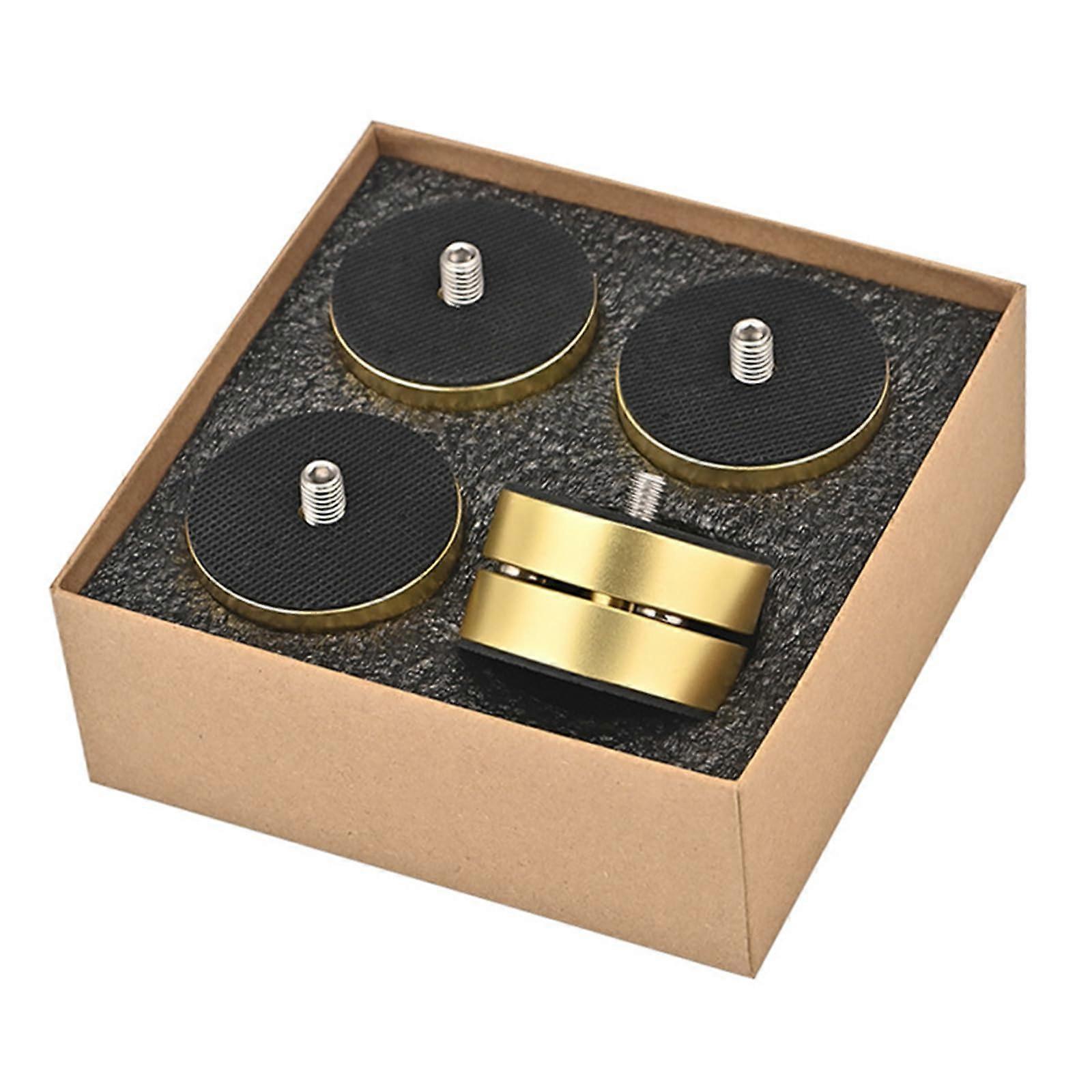 Set Of 4 Shock Absorbing Floor Feet AntiSlip Vibration Dampening Foot Speaker Spikes Gold Large For Speakers
