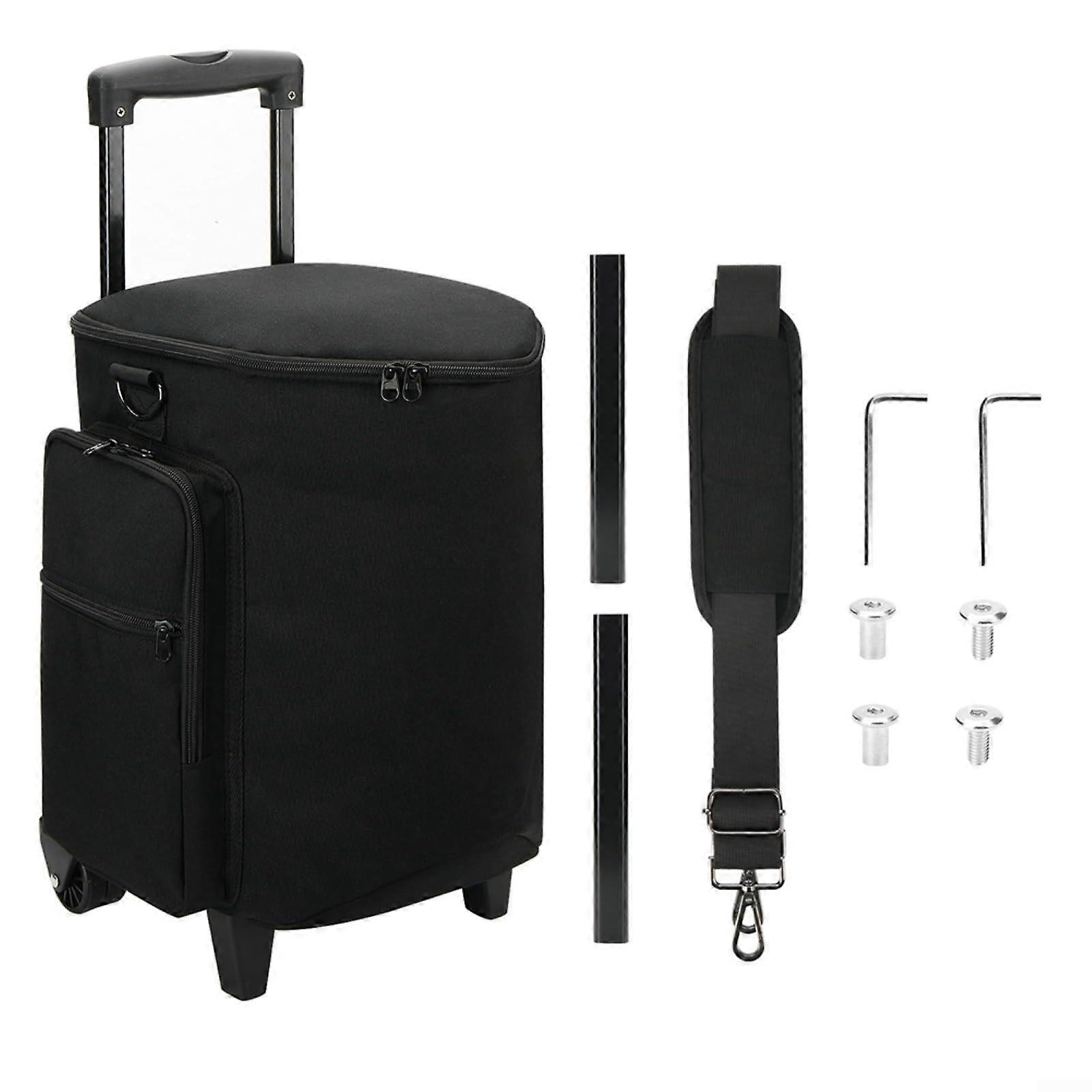 Rolling Speaker Bag For Bose S1 Pro Wheels Retractable Handle Nylon Protective Case Black 31x27.5x45CM Multi Pocket