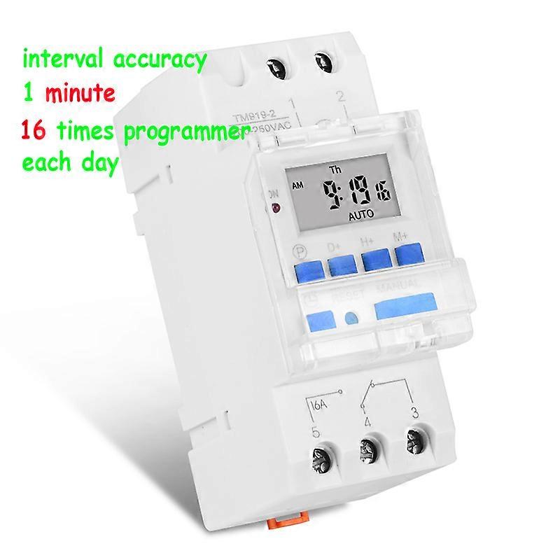 Electronic Weekly 7 Days Programmable Digital Indcomtrial Time Switch Relay Timer Control AC 220V 16A Din Rail Mount