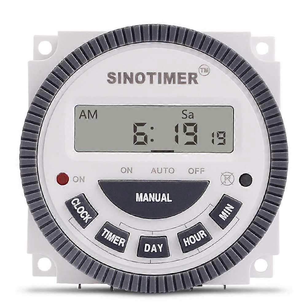 Digital Timer Switch 110V Programmable Weekly LCD Panel Mount 16A SpaceSaving Design