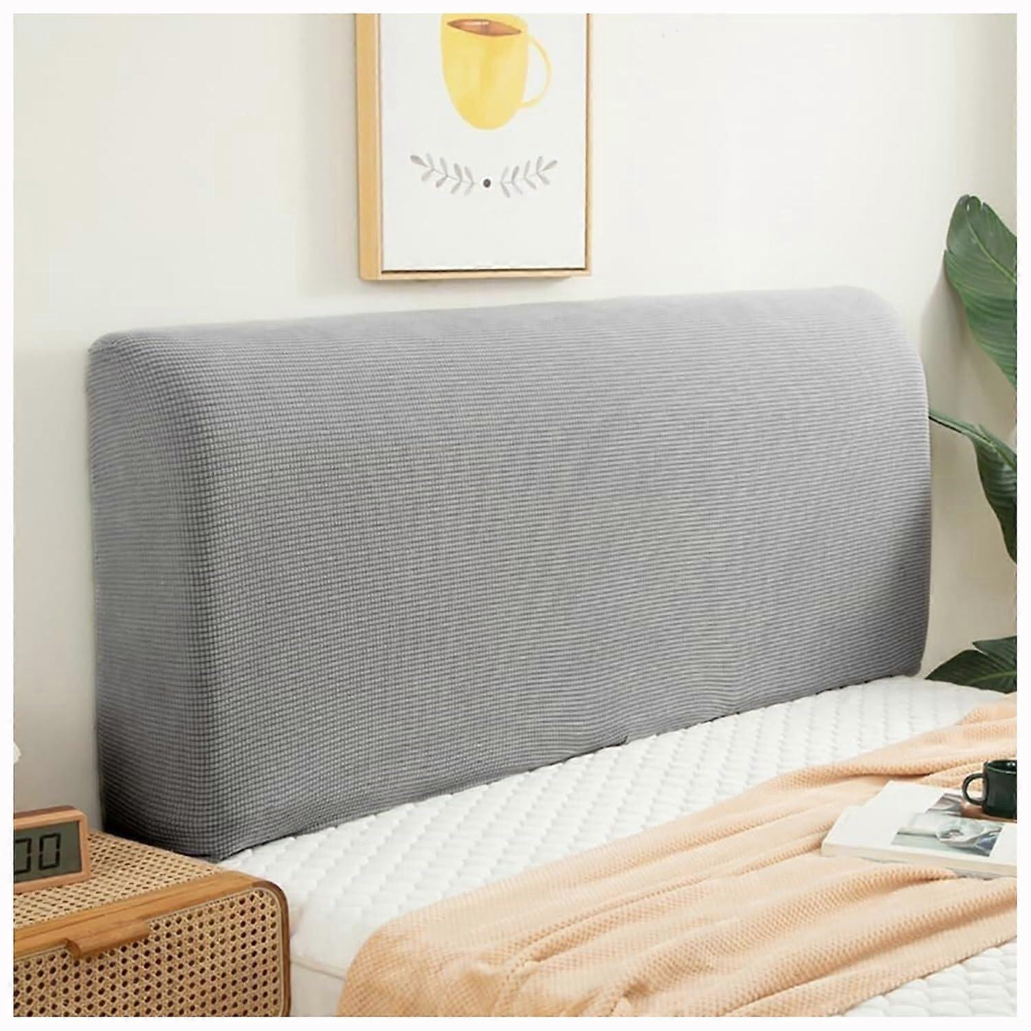 Stretch Headboard Cover King Queen Full Bed Protector, Breathable Elastic Fabric Dustproof, Grey
