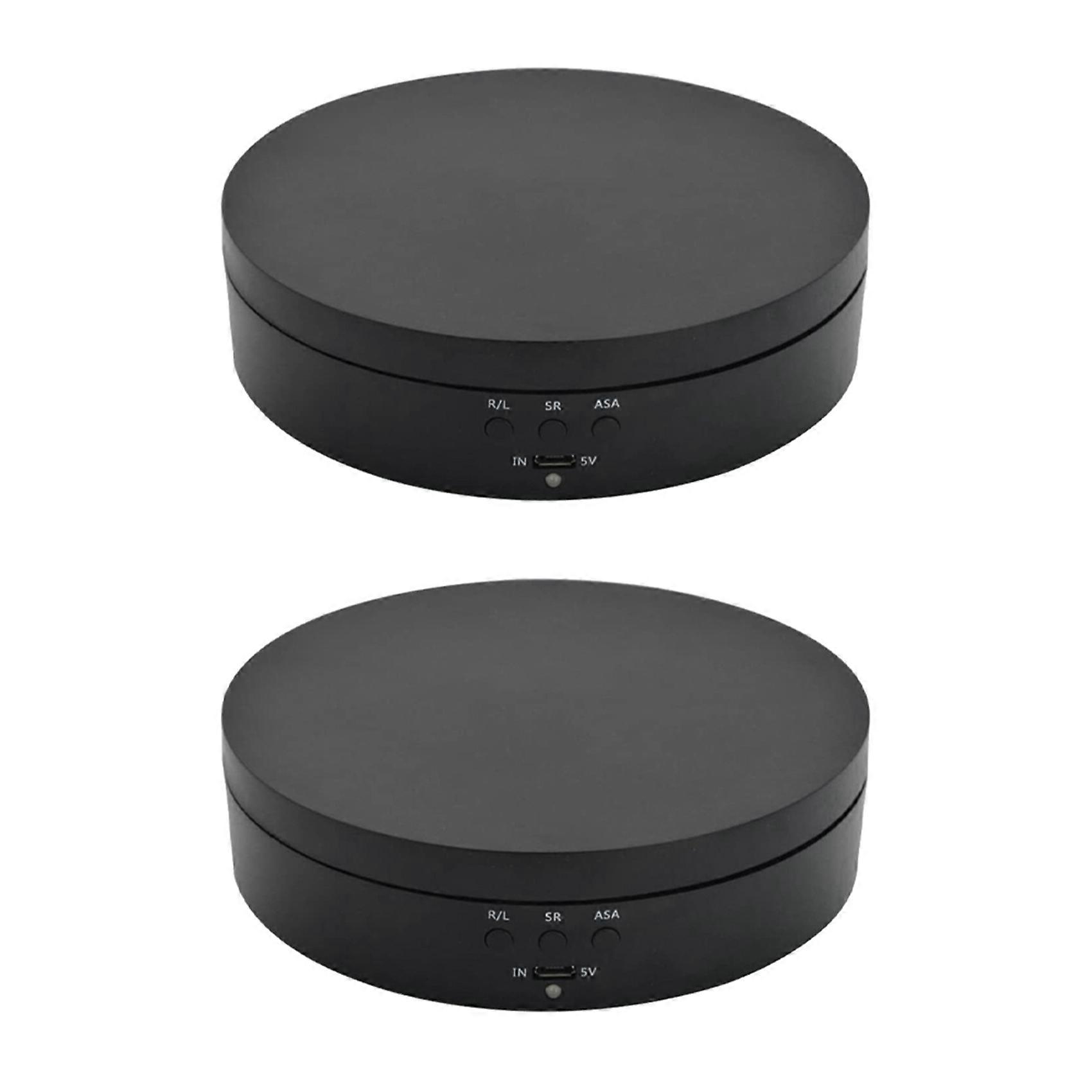 2X Black Rechargeable Turntable Display Stand, 360 Degree Rotation Speed/Angle Adjustable