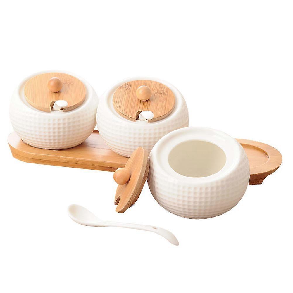 Kitchen Spice Jars Condiment Canisters White 28.3x9.5cm Storage 1 Set