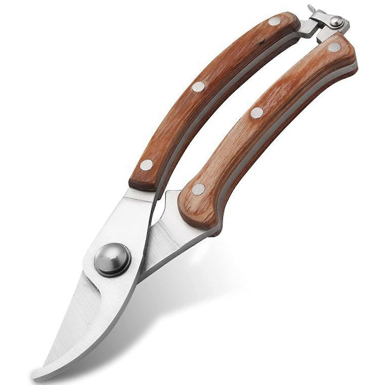 Pruning Shears Stainless Steel with Wooden Handle for Bonsai Branches Sharp Garden Scissors