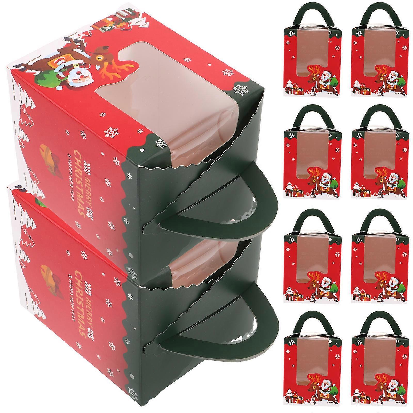 10Pcs Cake Boxes Christmas Candy Box for Storage Green Handheld Packaging