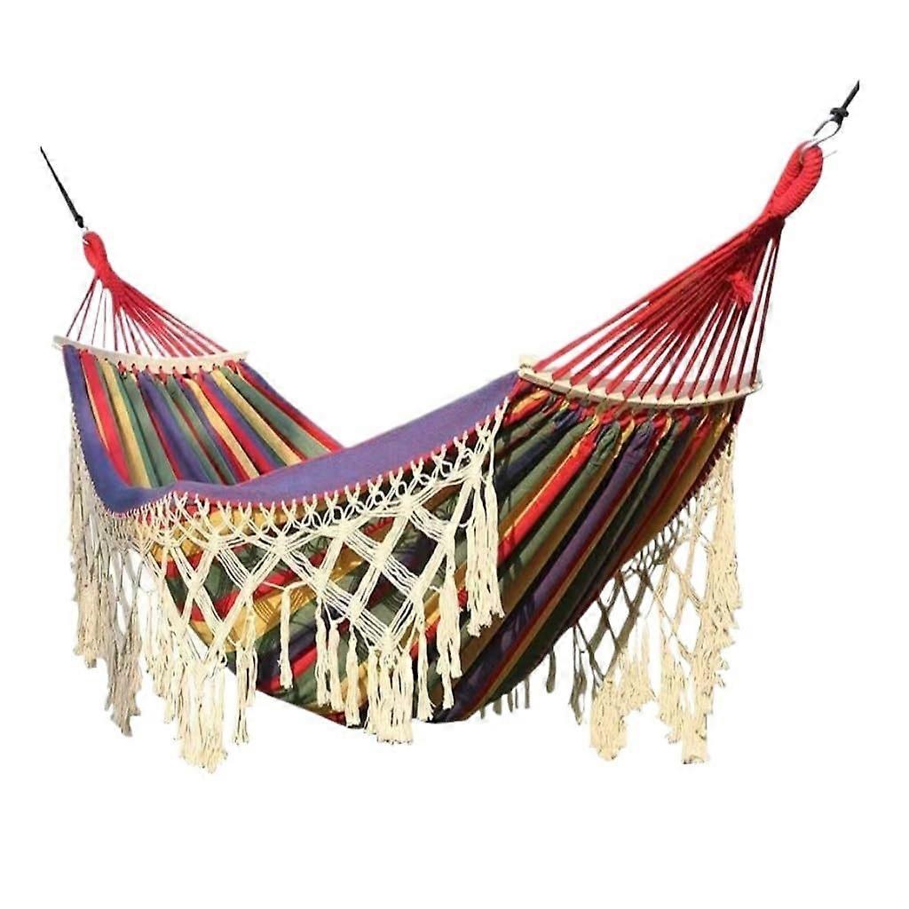 Outdoor Double Camping Hammock with AntiRollover Design, Lightweight Canvas Swing for Spring Outing Red