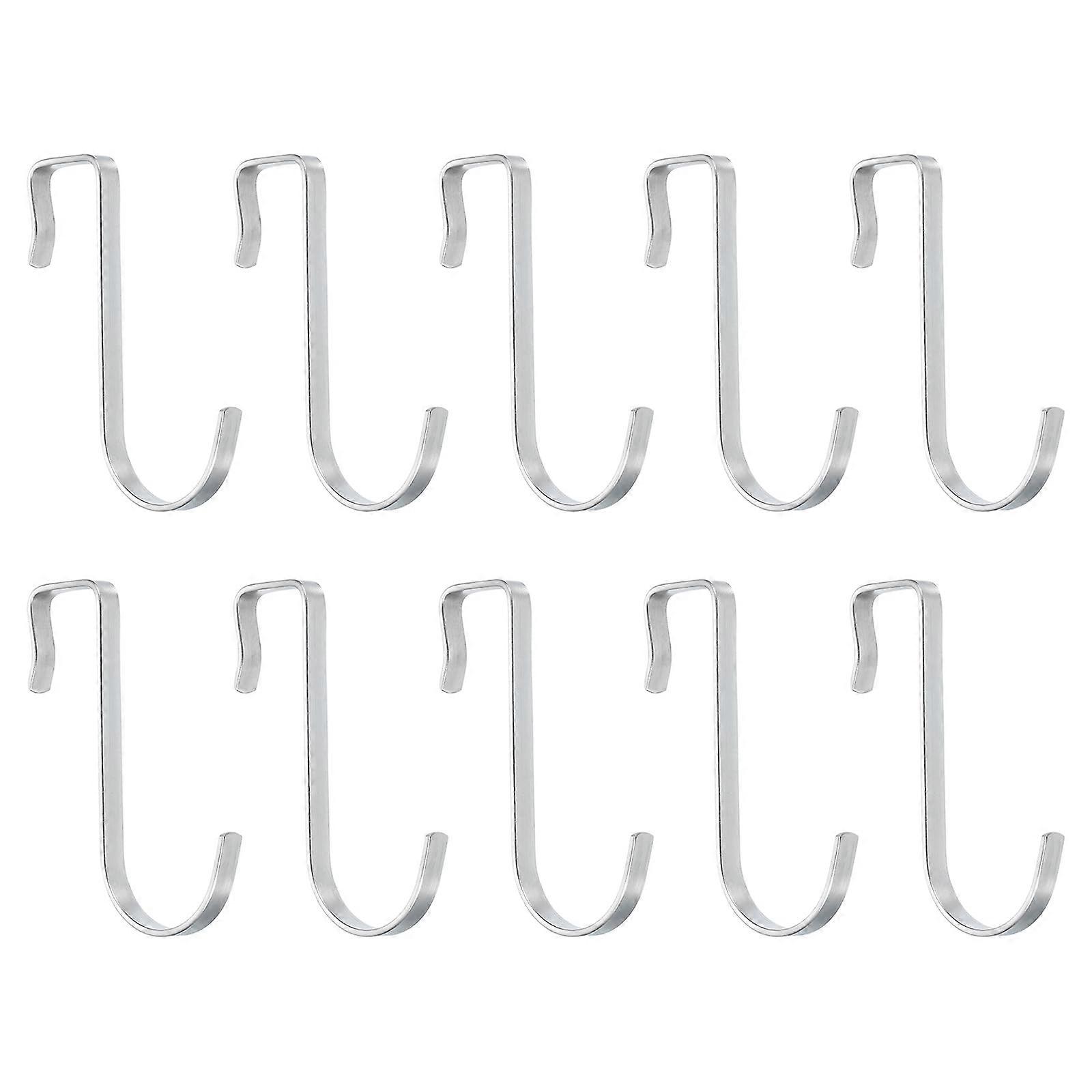 10Pcs J Shaped Stainless Steel Hooks for Kitchen Storage Racks, Rust Resistant, Space Saving