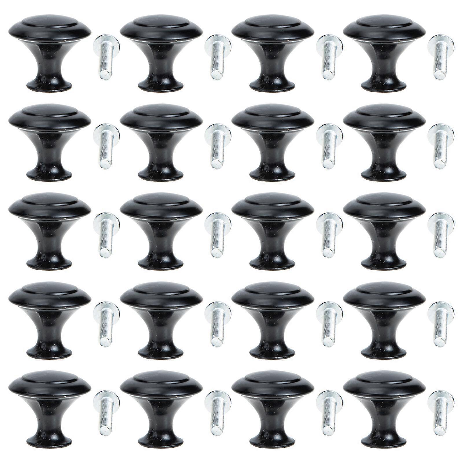 Black Cupboard Door Knobs Metal Pull Handle for Drawer 20Sets