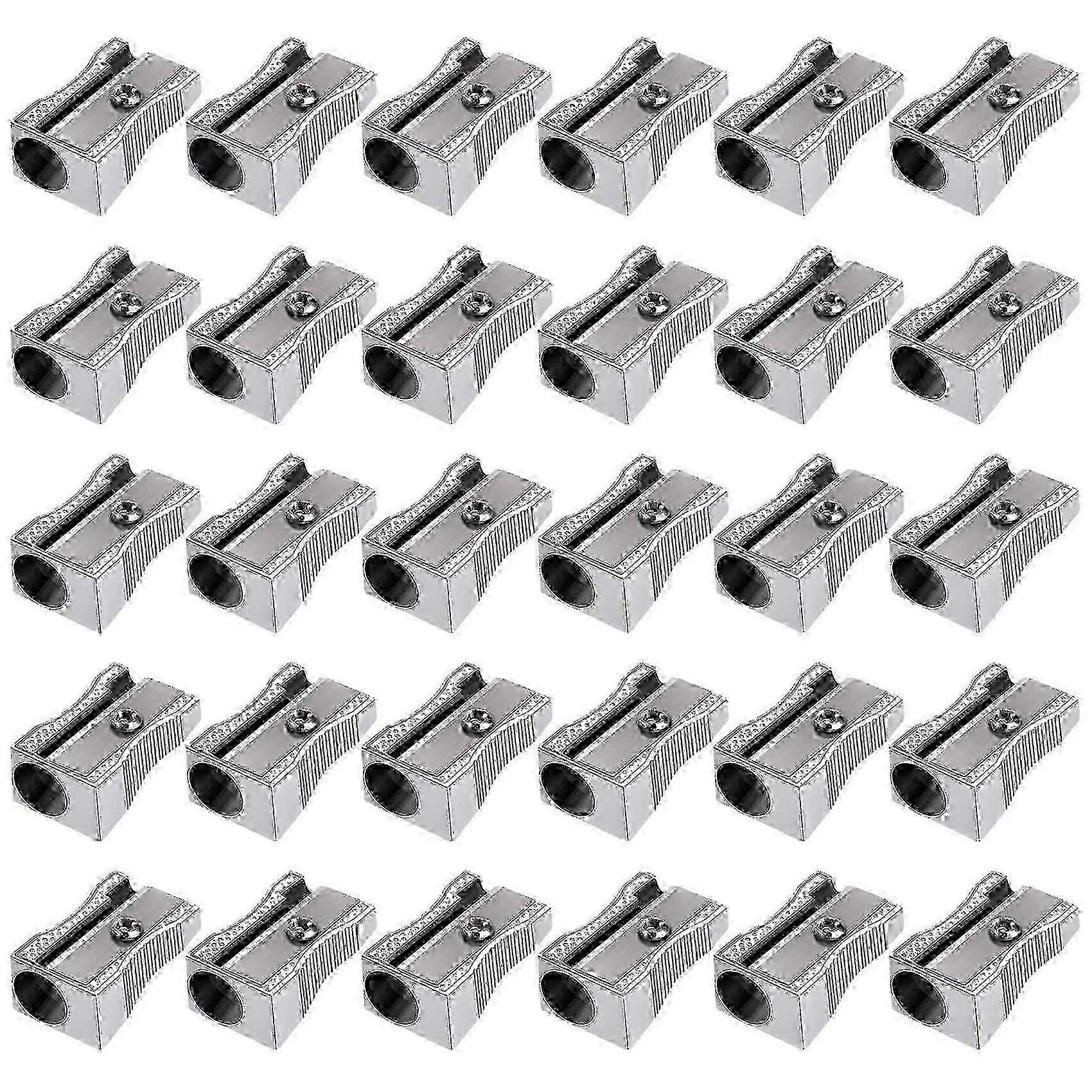 2025 48 Pack Metal Mini Pencil Sharpeners Silver Single Hole Sharpener