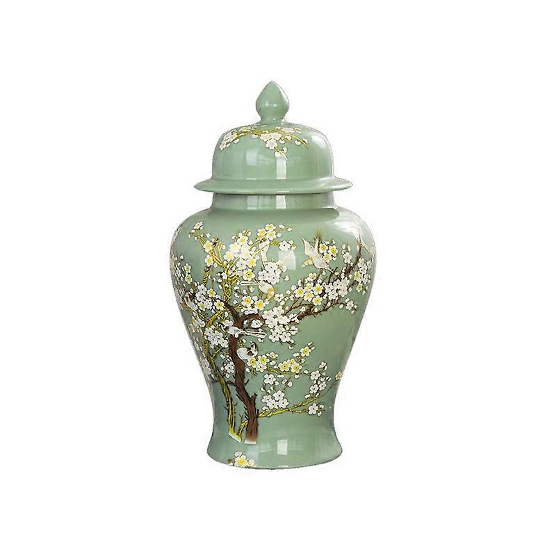 New Chinese Table Top Ceramic Hat-Covered Jar Vase Flower Flower Container Living Room Coffee Table Sample Room Decoration Decoration Tea Pot