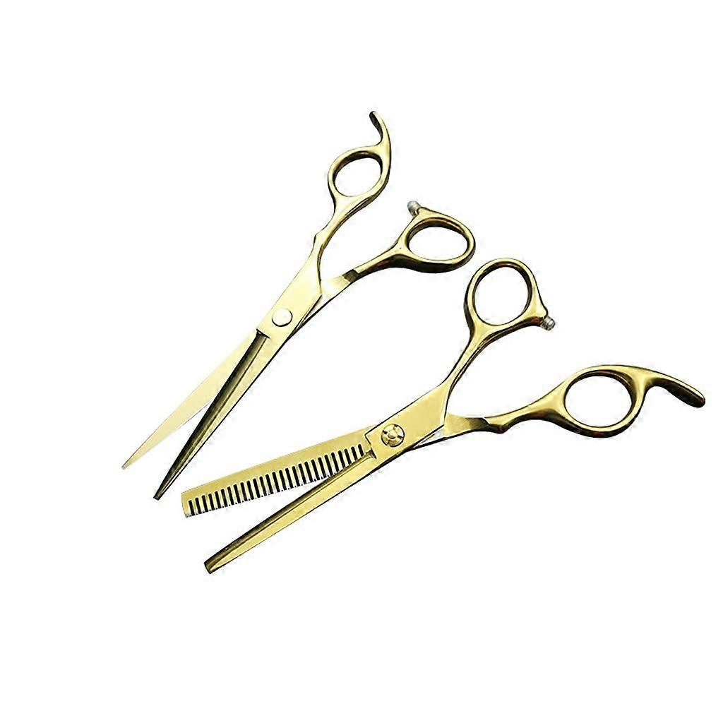 Professional Hair Cutting Scissors Set with Thinning Shears, Sharp Blades, Ergonomic Gold Design